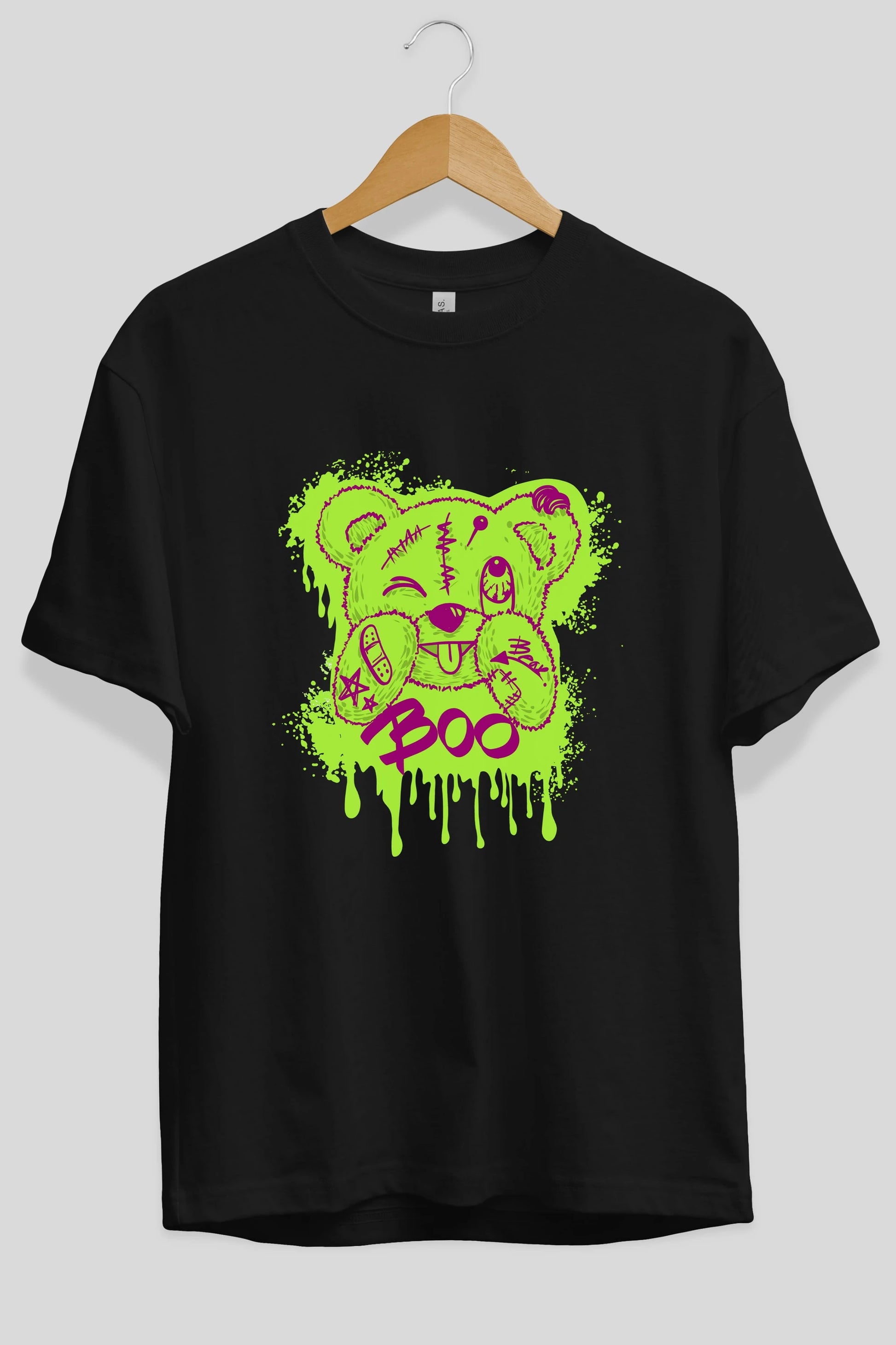 Boo  Bear Ön Baskılı Oversize t-shirt Erkek Kadın Unisex