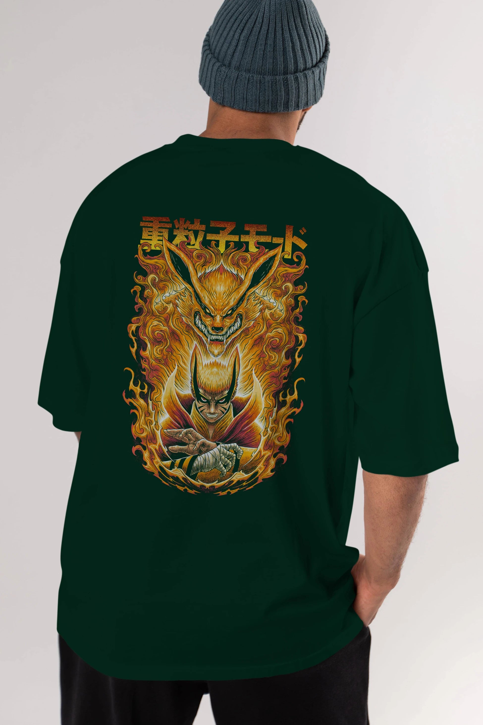 NARUTO KYUUBI 1 Anime Arka Baskılı Oversize t-shirt Erkek Kadın Unisex