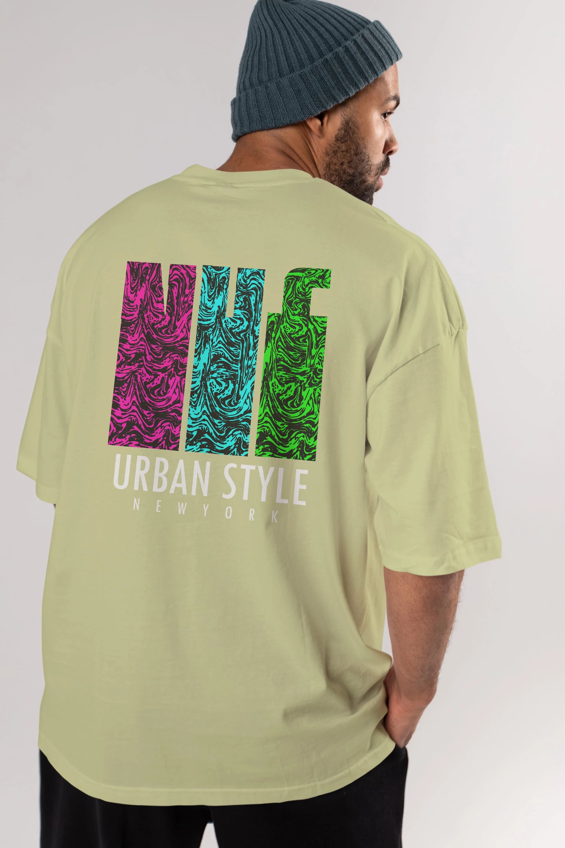 Urban Style Newyork Arka Baskılı Oversize t-shirt Erkek Kadın Unisex