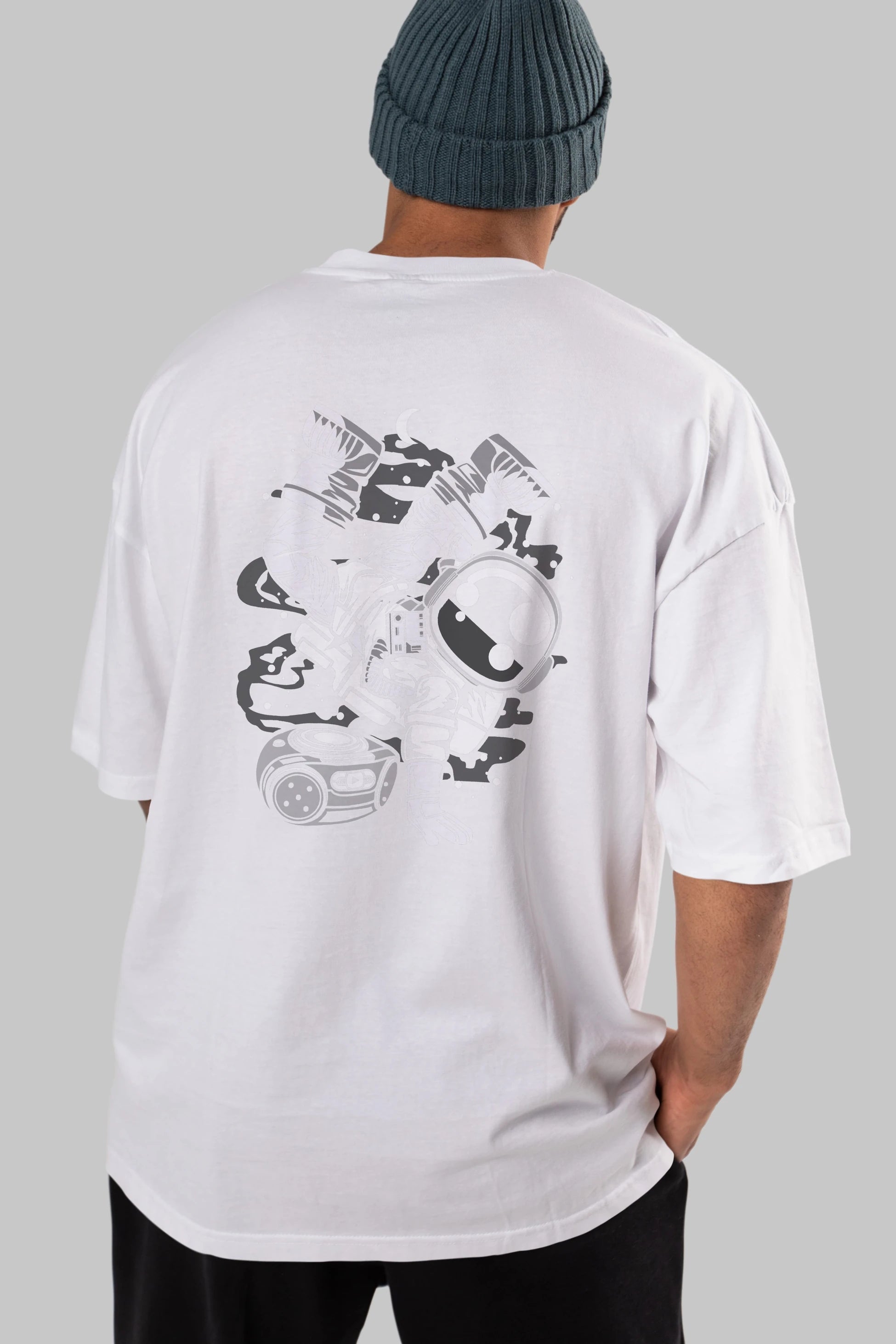 Space Breakdance Arka Baskılı Oversize t-shirt Erkek Kadın Unisex