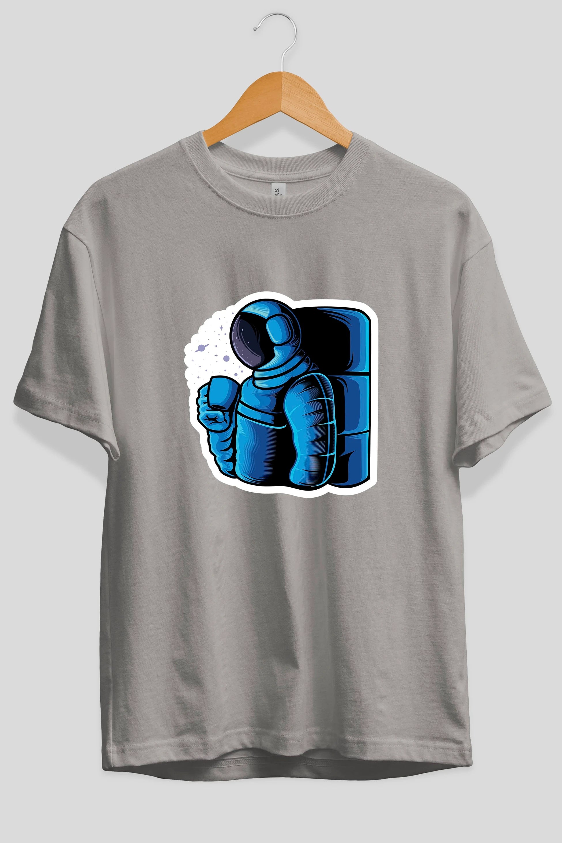 Drinking coffee in space sticker Ön Baskılı Oversize t-shirt Erkek Kadın Unisex