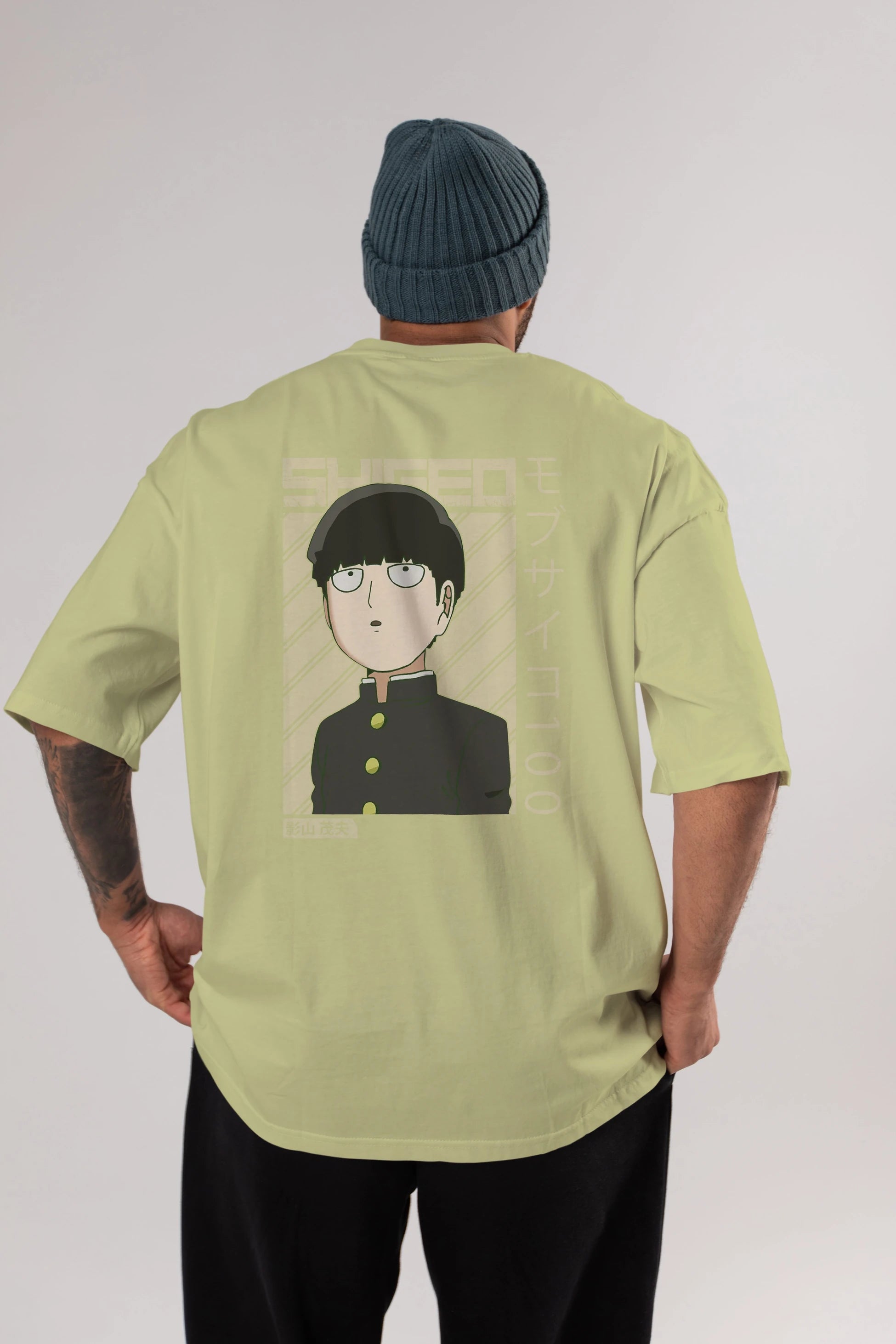 Shigeo Kageyama 2 Anime Arka Baskılı Oversize t-shirt Erkek Kadın Unisex
