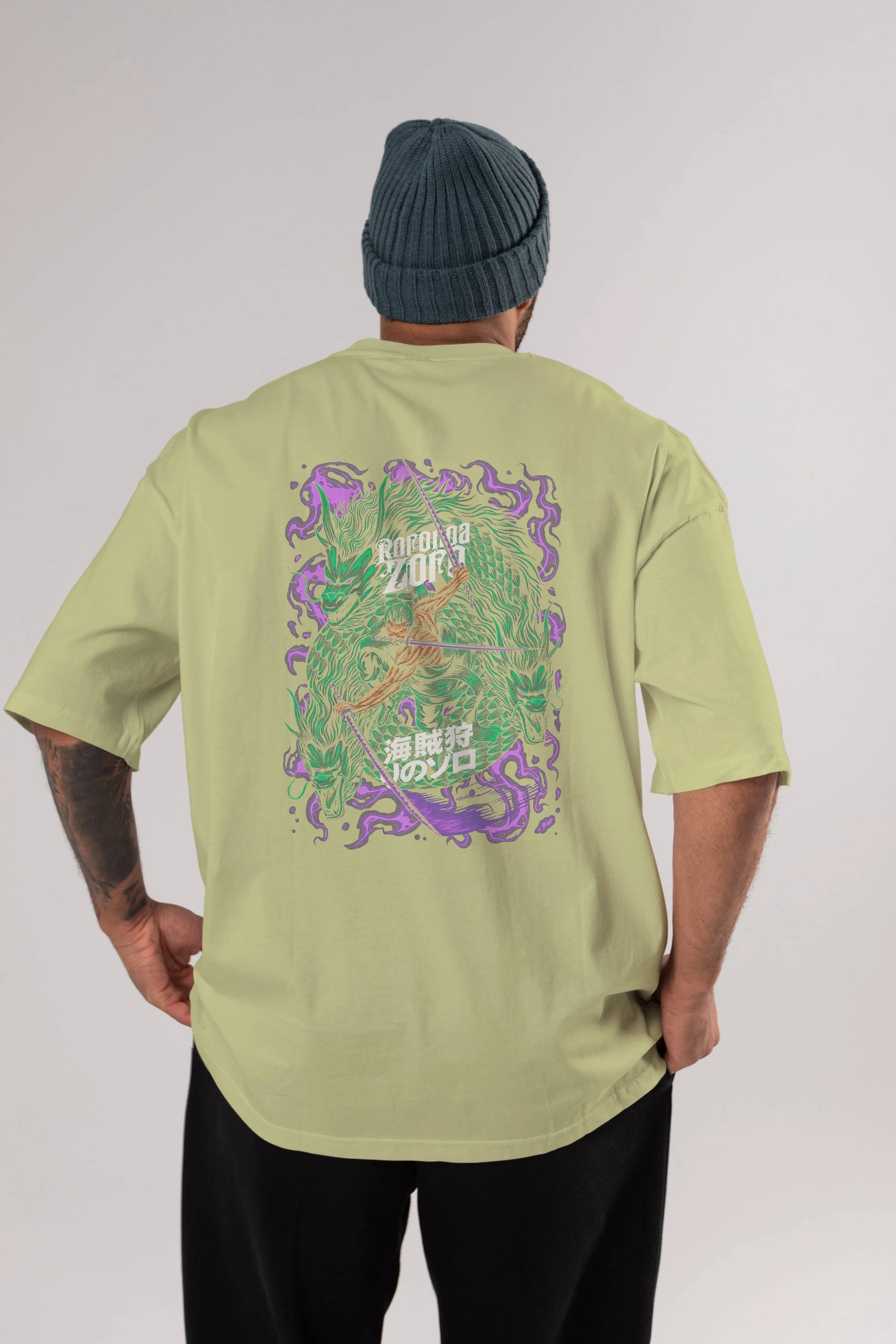 RORONOA ZORO 5 Anime Arka Baskılı Oversize t-shirt Erkek Kadın Unisex