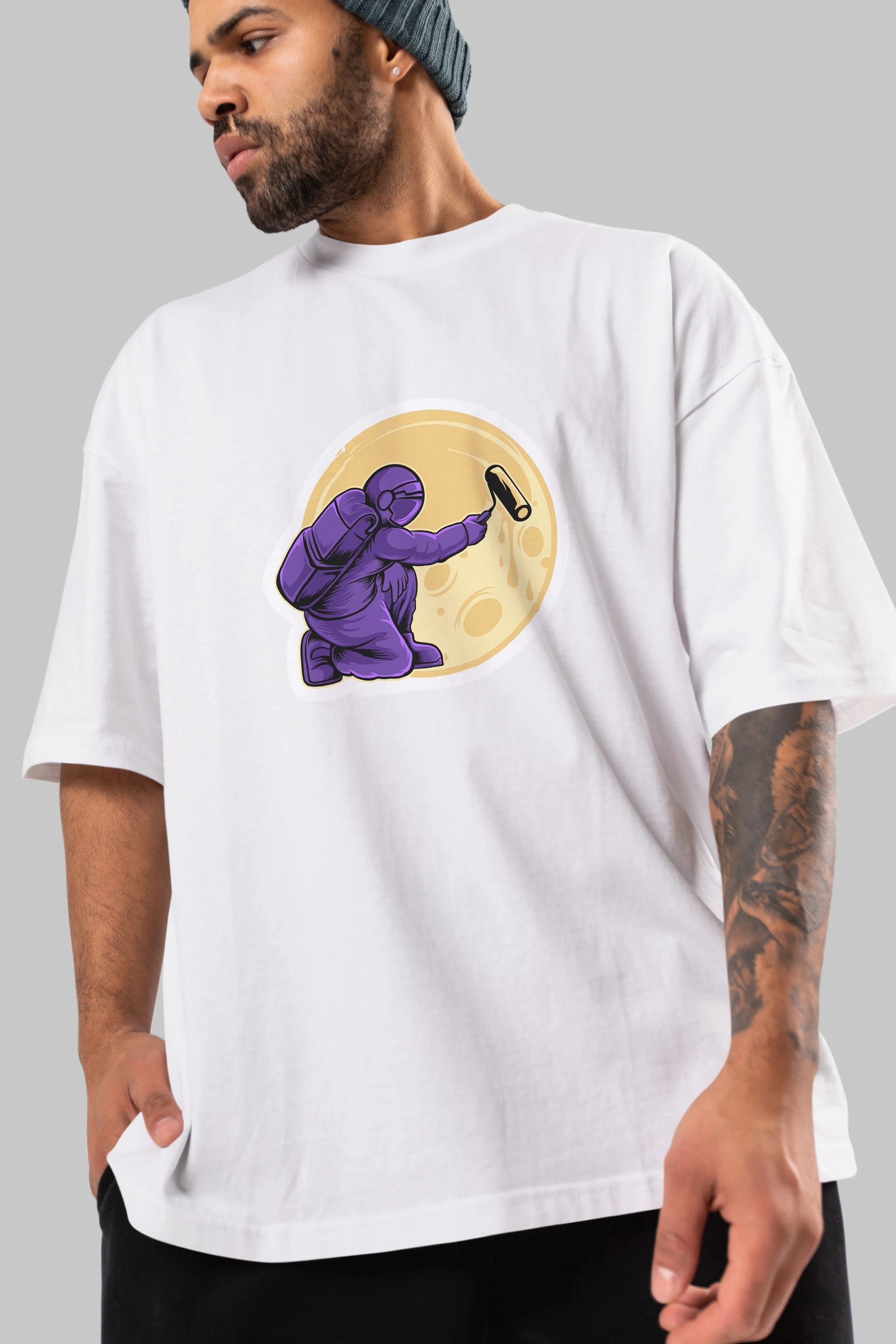 Astropaint Sticker Ön Baskılı Oversize t-shirt Erkek Kadın Unisex