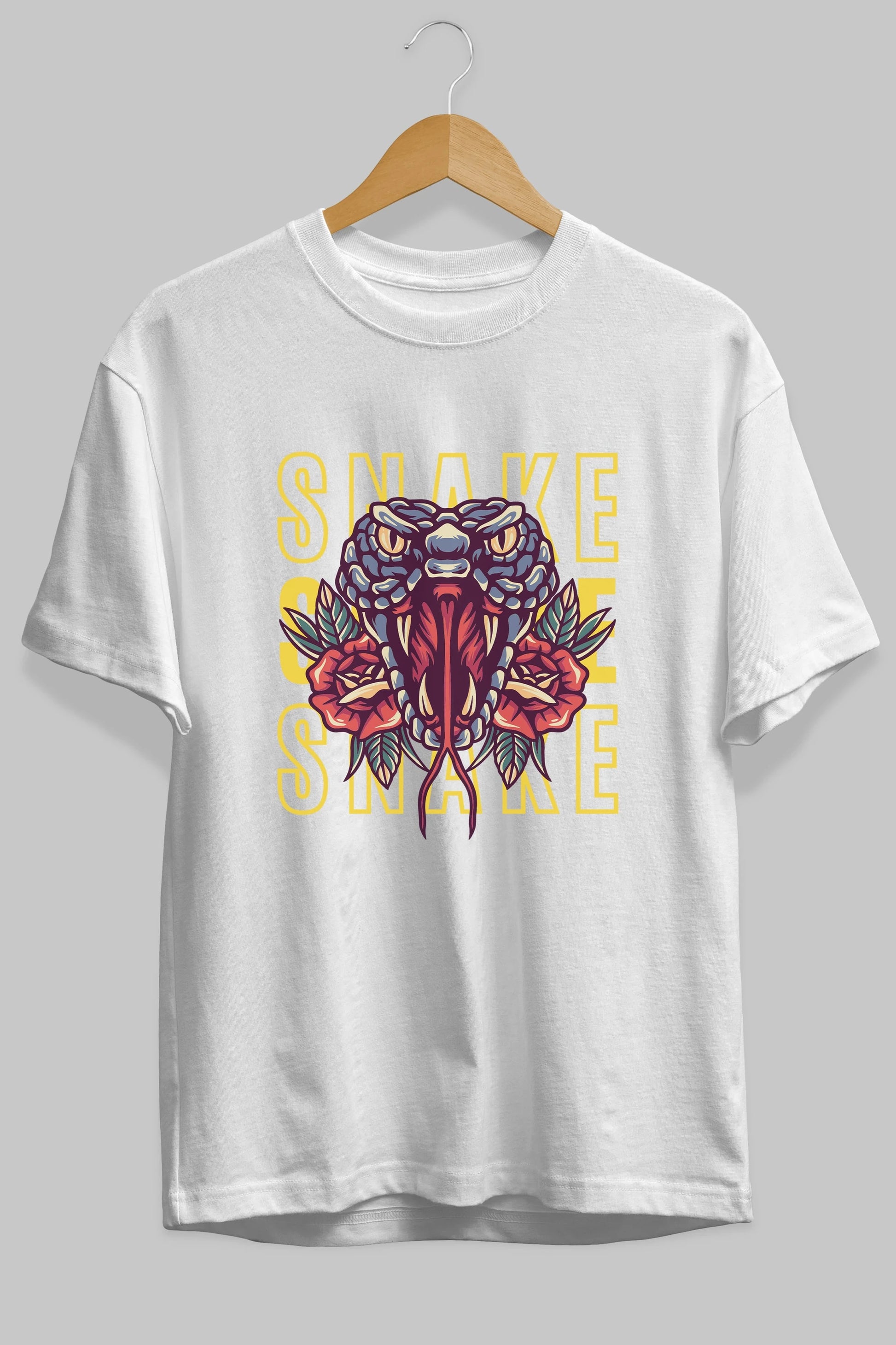 Snake Ön Baskılı Oversize t-shirt Erkek Kadın Unisex