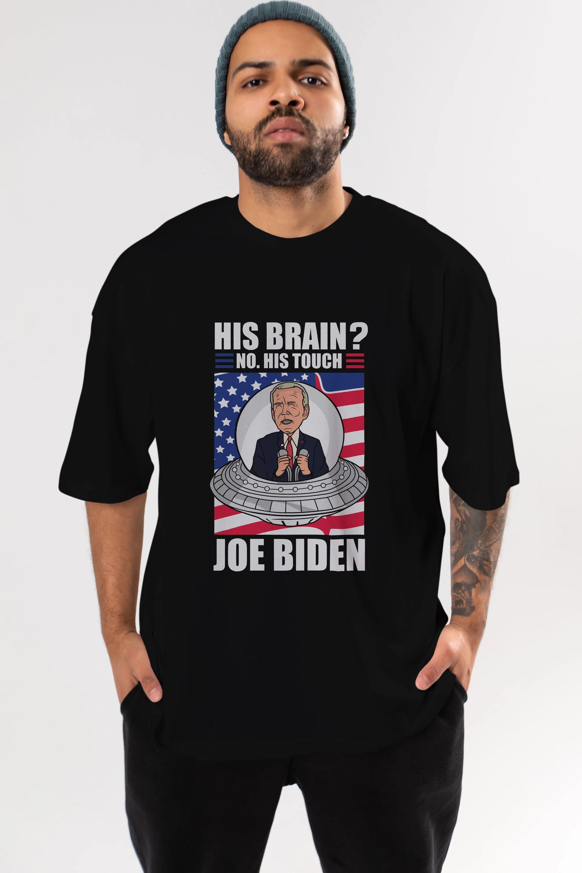 Alien Biden Ön Baskılı Oversize t-shirt Erkek Kadın Unisex %100 Pamuk tişort