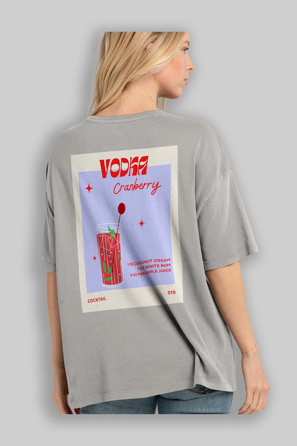 Vodka Cranberry Arka Baskılı Oversize t-shirt Erkek Kadın Unisex %100 Pamuk Bisiklet Yaka tişort