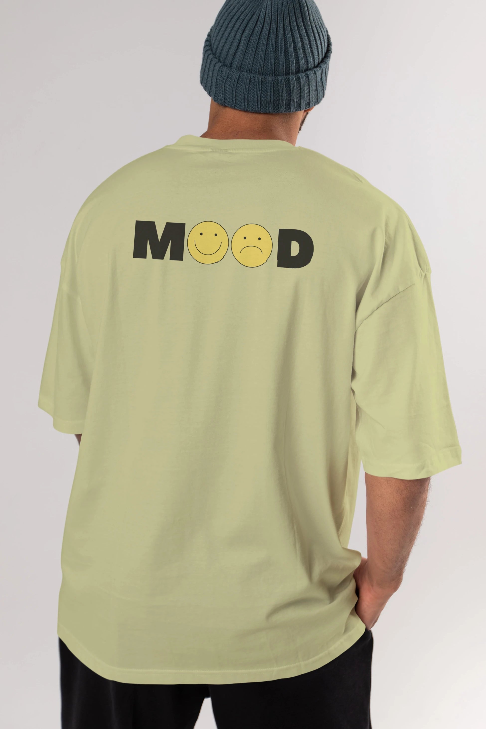 Mood Arka Baskılı Oversize t-shirt Erkek Kadın Unisex