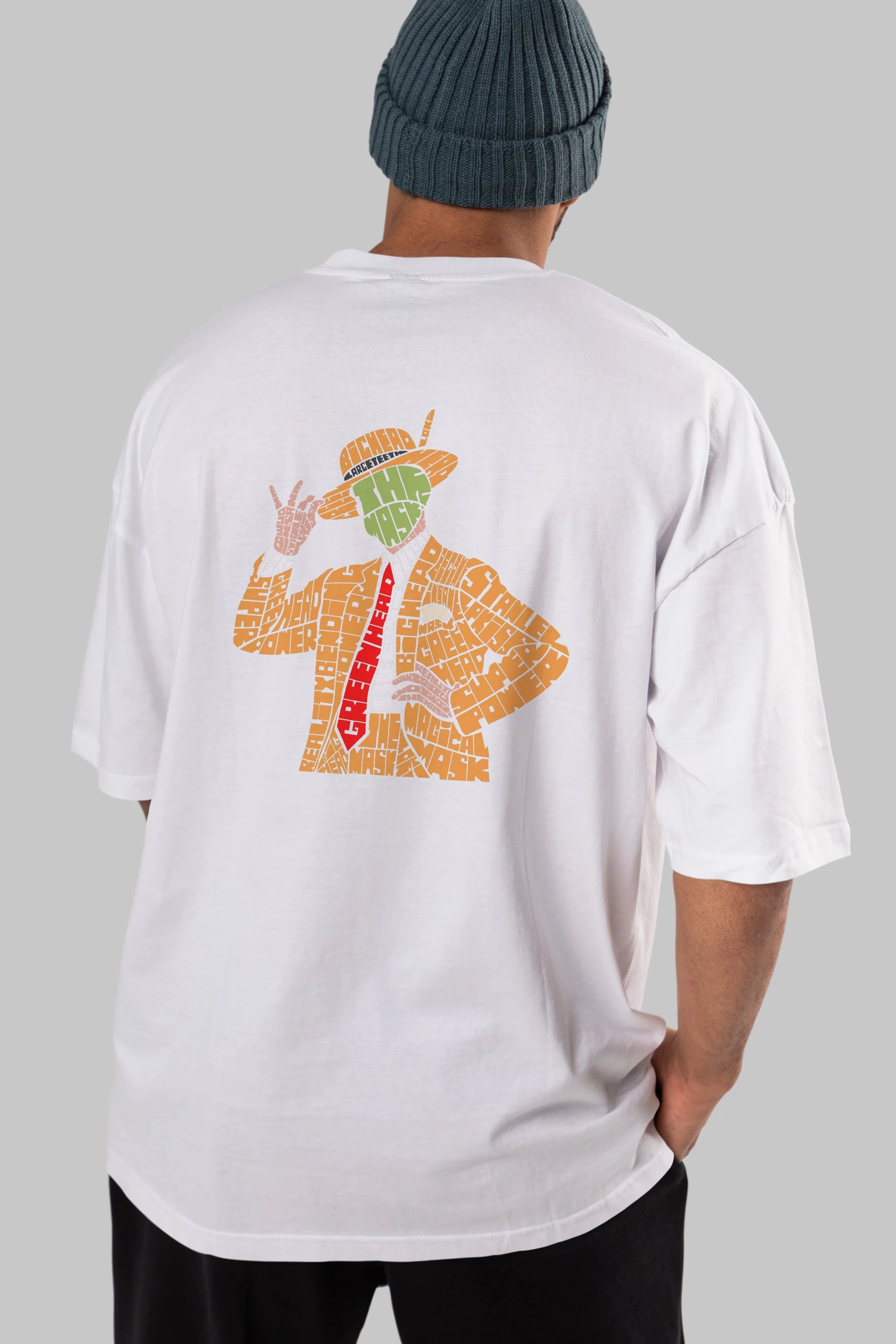 The Mask Arka Baskılı Oversize t-shirt %100 pamuk Erkek Kadın Unisex