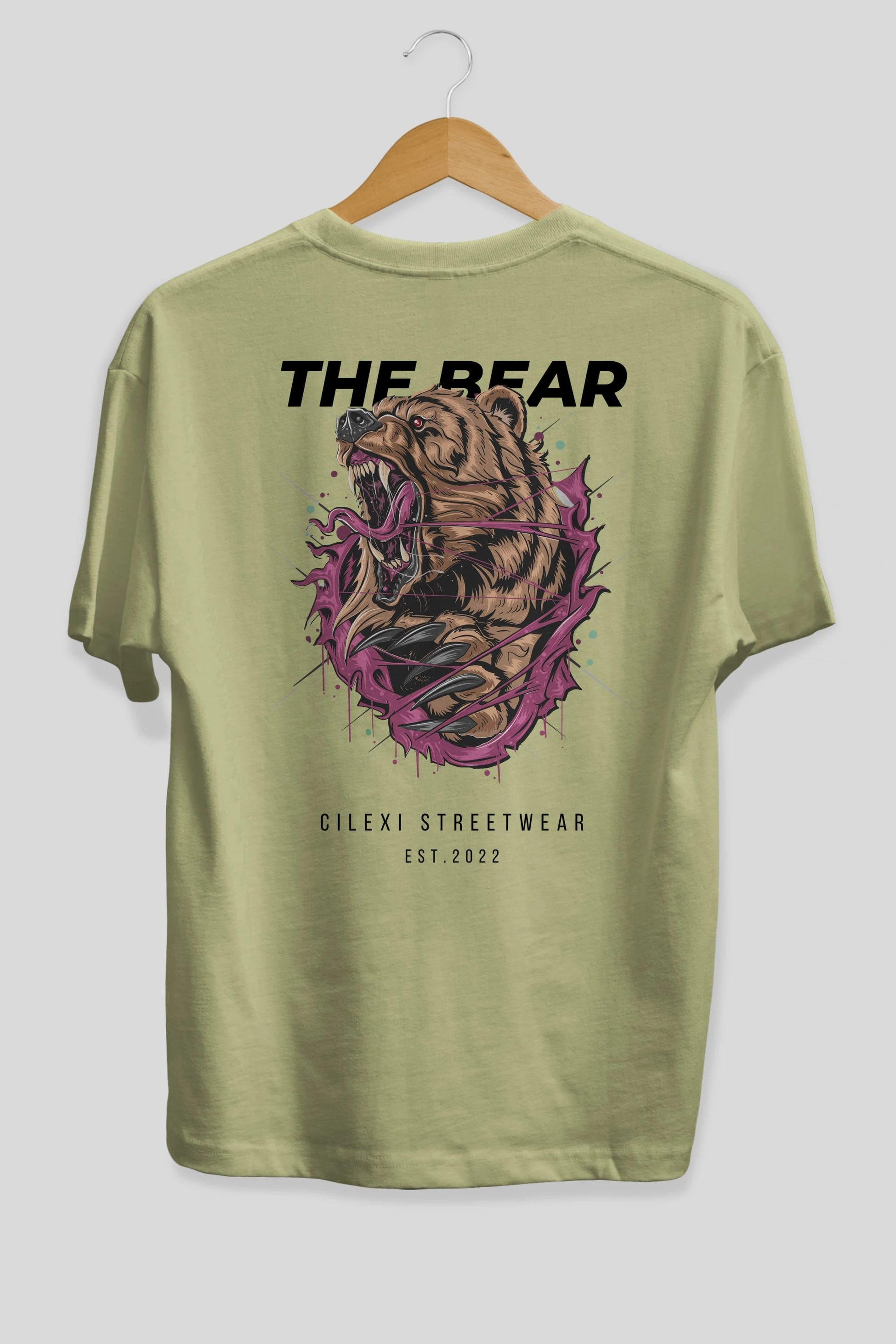 The Bear Arka Baskılı Oversize t-shirt Erkek Kadın Unisex %100 Pamuk