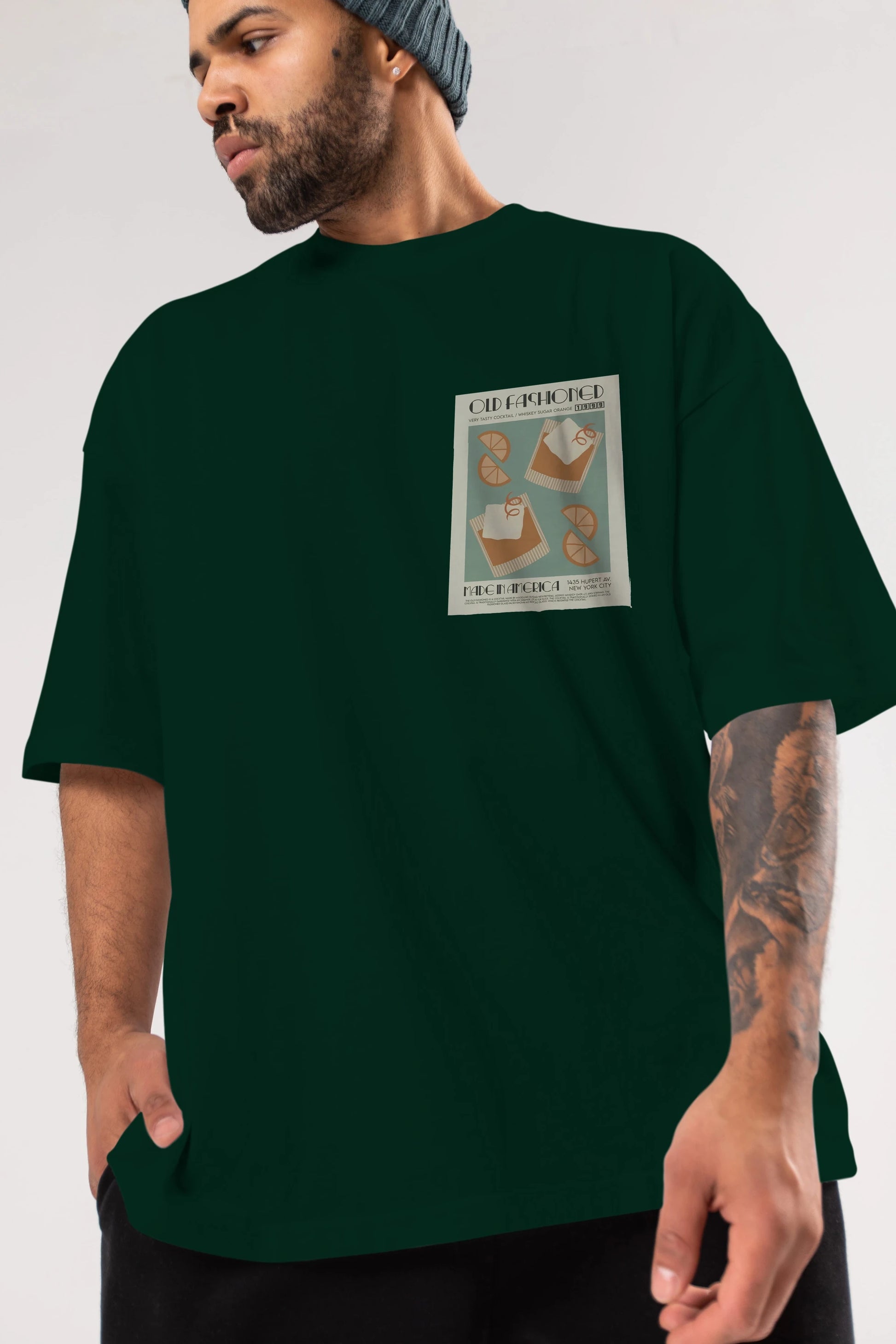 Old Fashioned 2 Ön Sol Baskılı Oversize t-shirt Erkek Kadın Unisex %100 Pamuk Bisiklet Yaka tişort