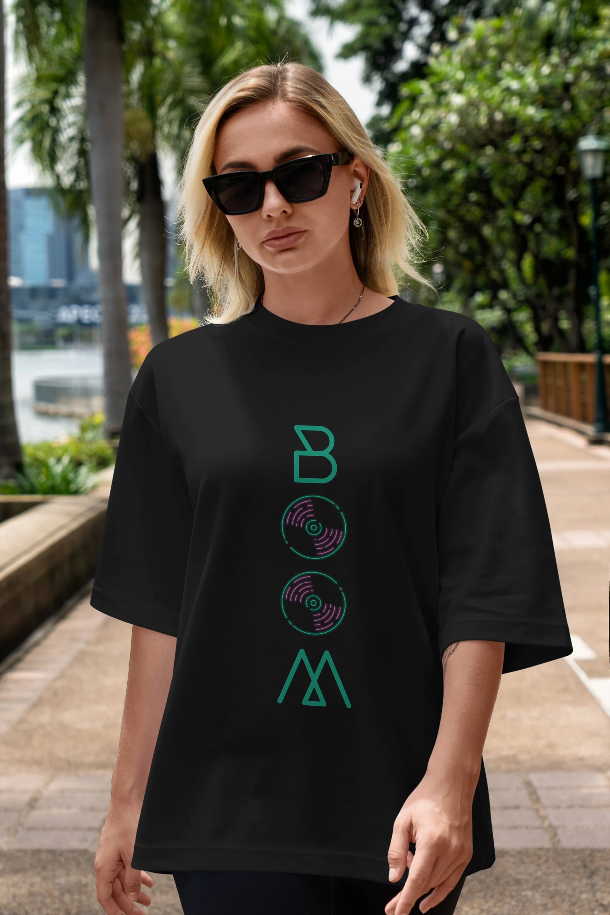 Boom Ön Baskılı Oversize t-shirt Erkek Kadın Unisex