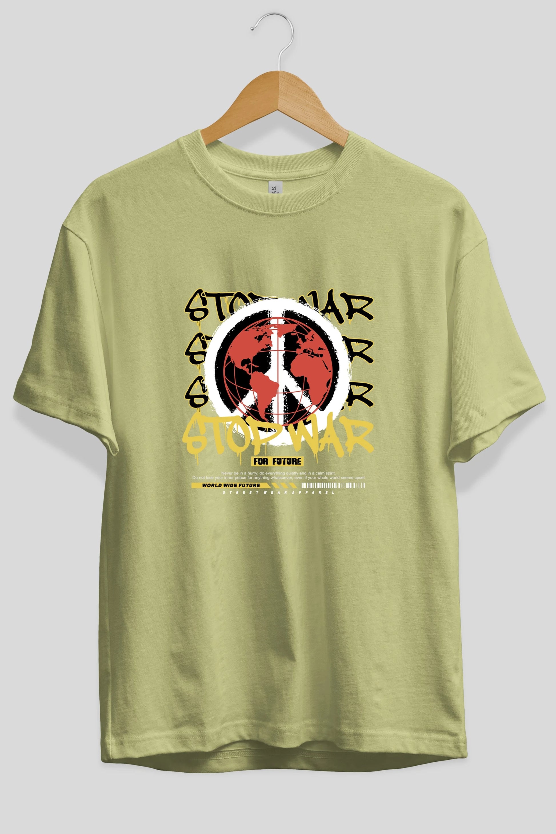 Stop War for Future Ön Baskılı Oversize t-shirt Erkek Kadın Unisex