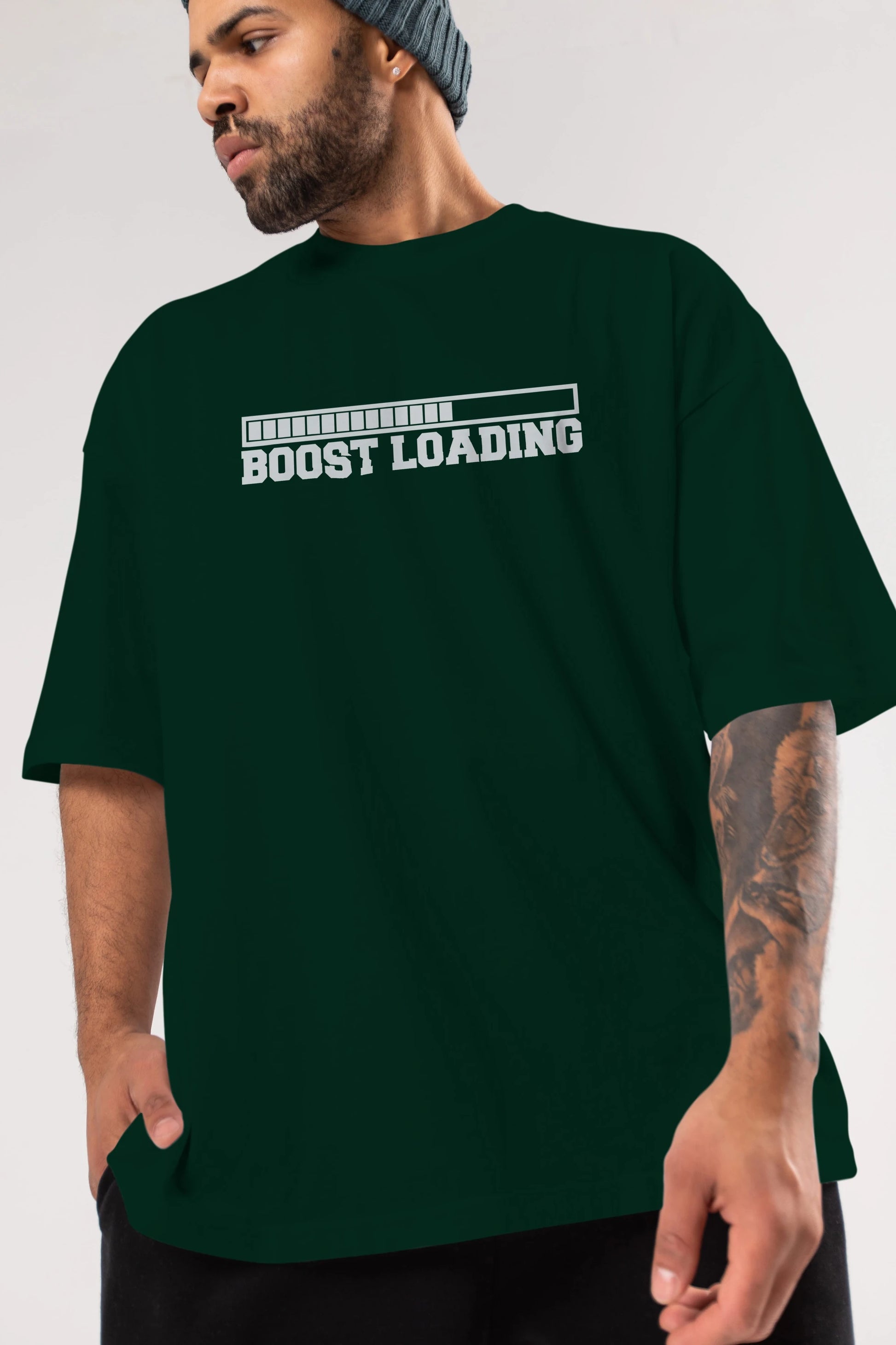 Boost Loading Ön Baskılı Oversize t-shirt %100 pamuk Erkek Kadın Unisex