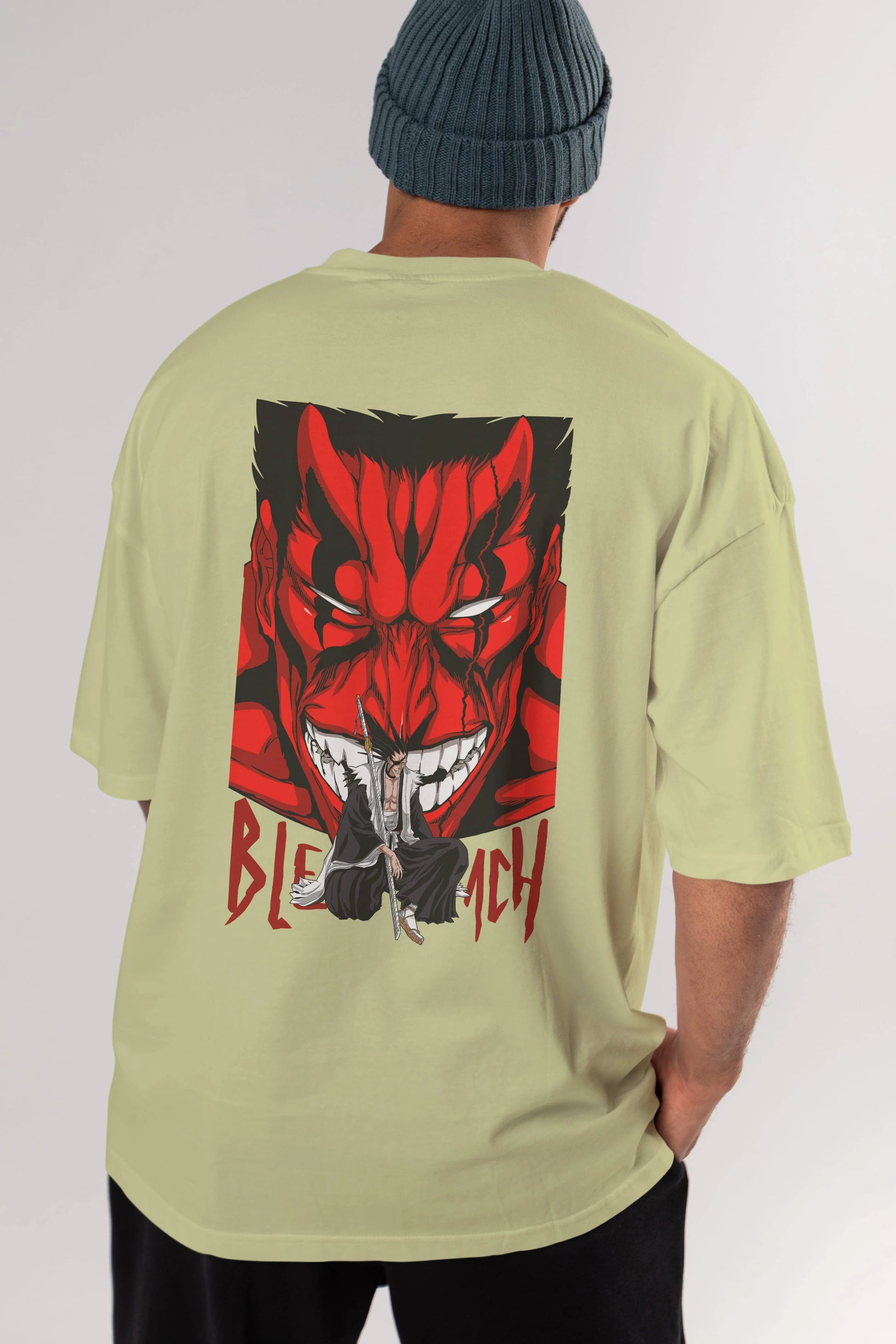 KENPACHI ZARAKI BLEACH Anime Arka Baskılı Oversize t-shirt Erkek Kadın Unisex