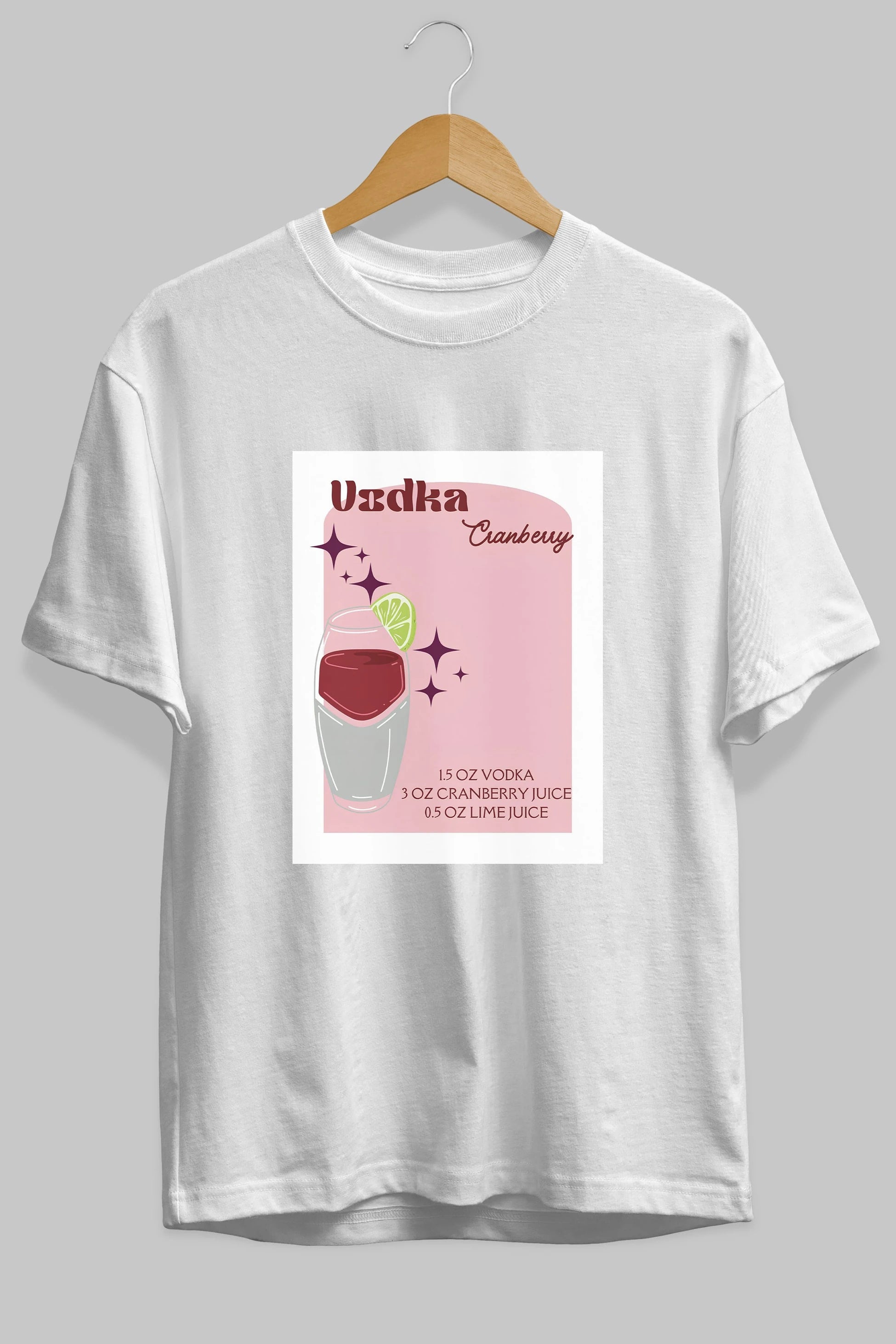 Vodka Cranberry 2 Ön Baskılı Oversize t-shirt Erkek Kadın Unisex %100 Pamuk Bisiklet Yaka tişort