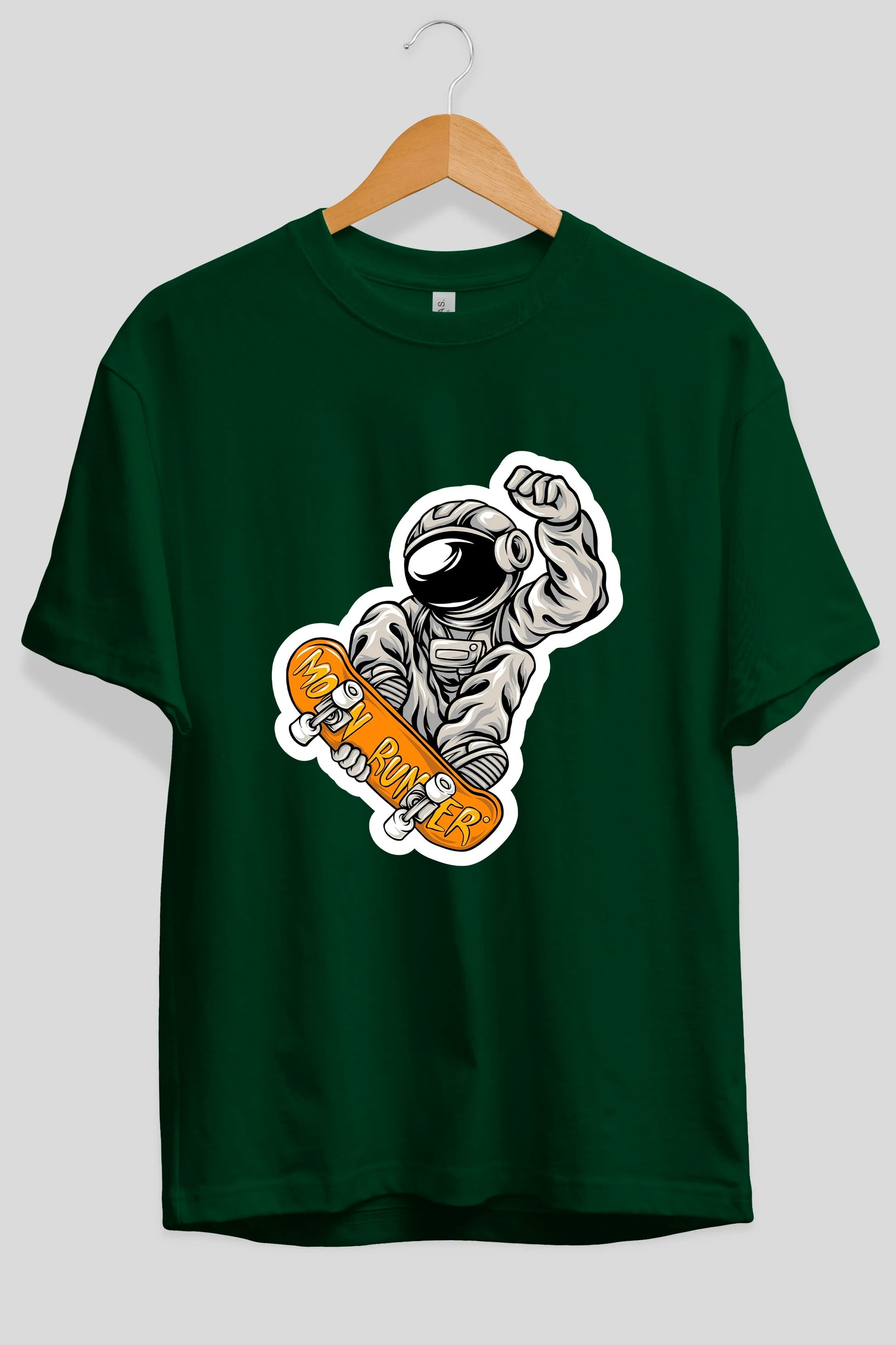 Moon Runner Sticker Ön Baskılı Oversize t-shirt Erkek Kadın Unisex