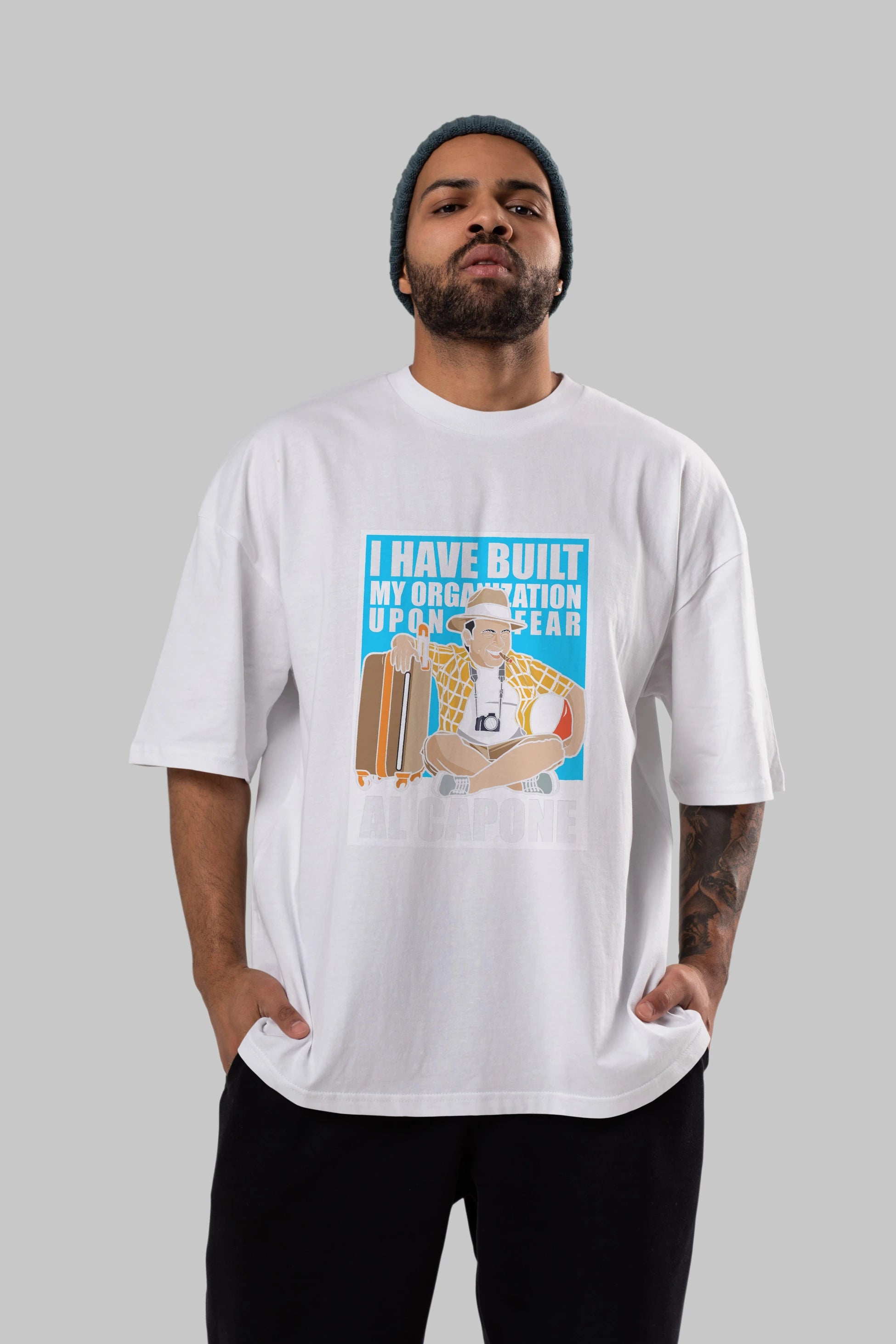 Al Capone Holiday Ön Baskılı Oversize t-shirt Erkek Kadın Unisex %100 Pamuk tişort