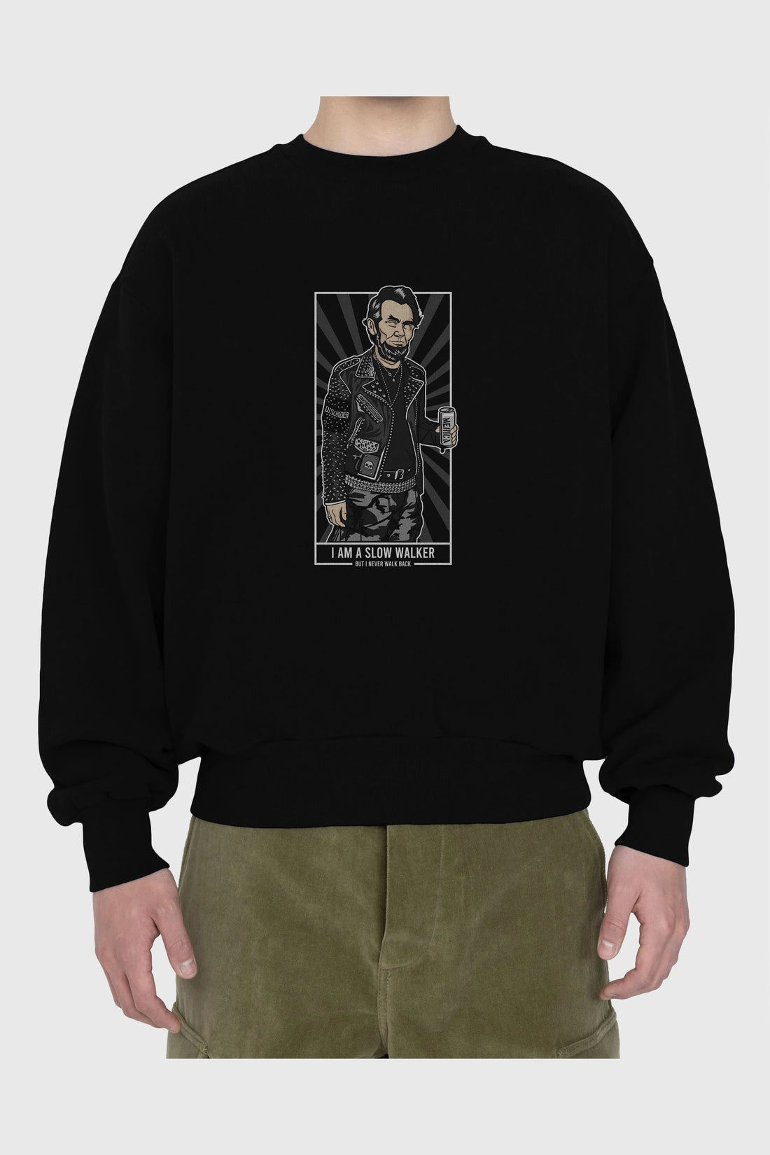 Lincoln Street Punk Ön Baskılı Oversize Sweatshirt Erkek Kadın Unisex