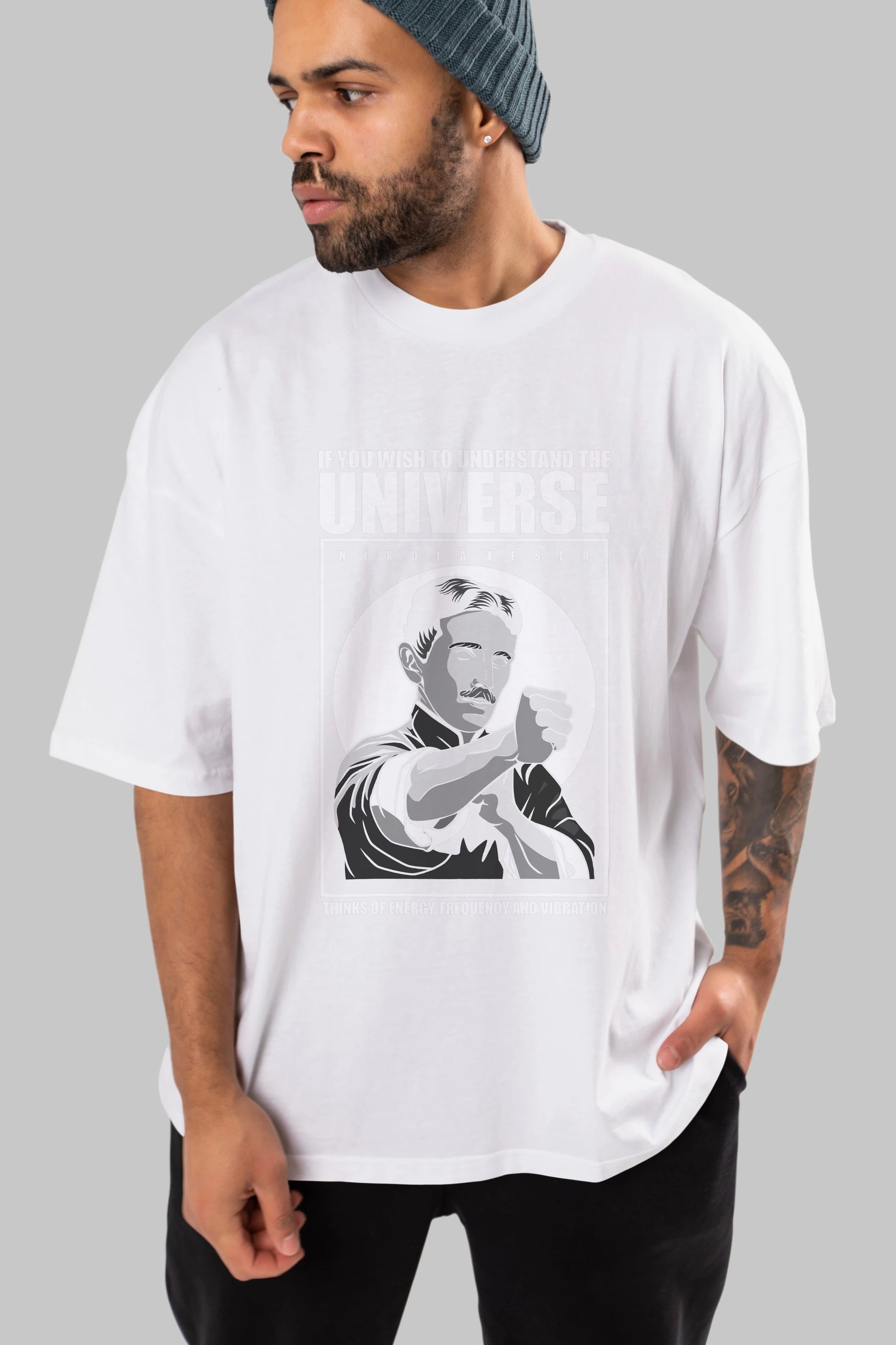 Nicola Tesla Ip Man Ön Baskılı Oversize t-shirt Erkek Kadın Unisex %100 Pamuk tişort