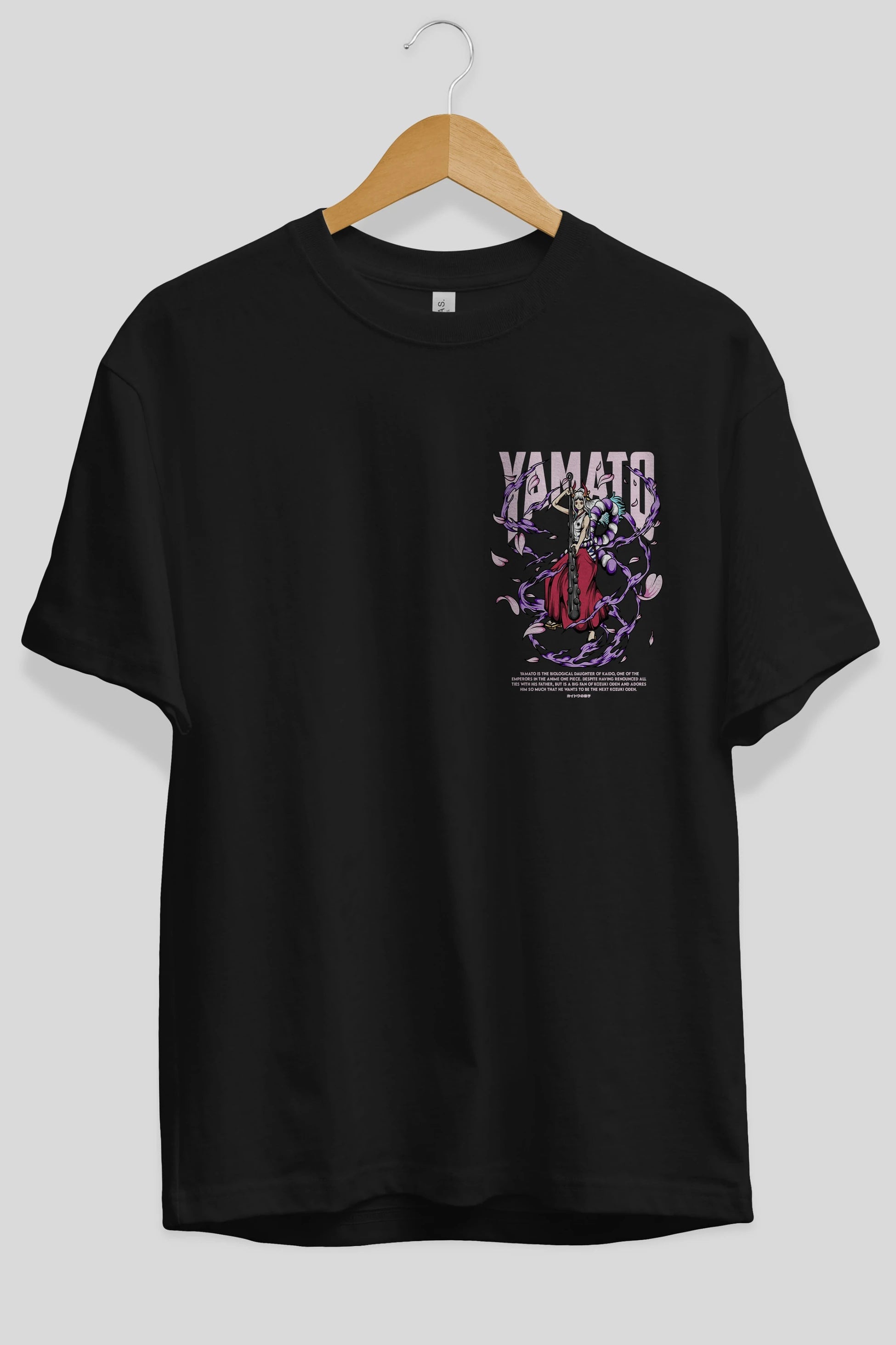 Yamato Ön Sol Baskılı Oversize t-shirt Erkek Kadın Unisex %100 Pamuk Bisiklet Yaka tişort