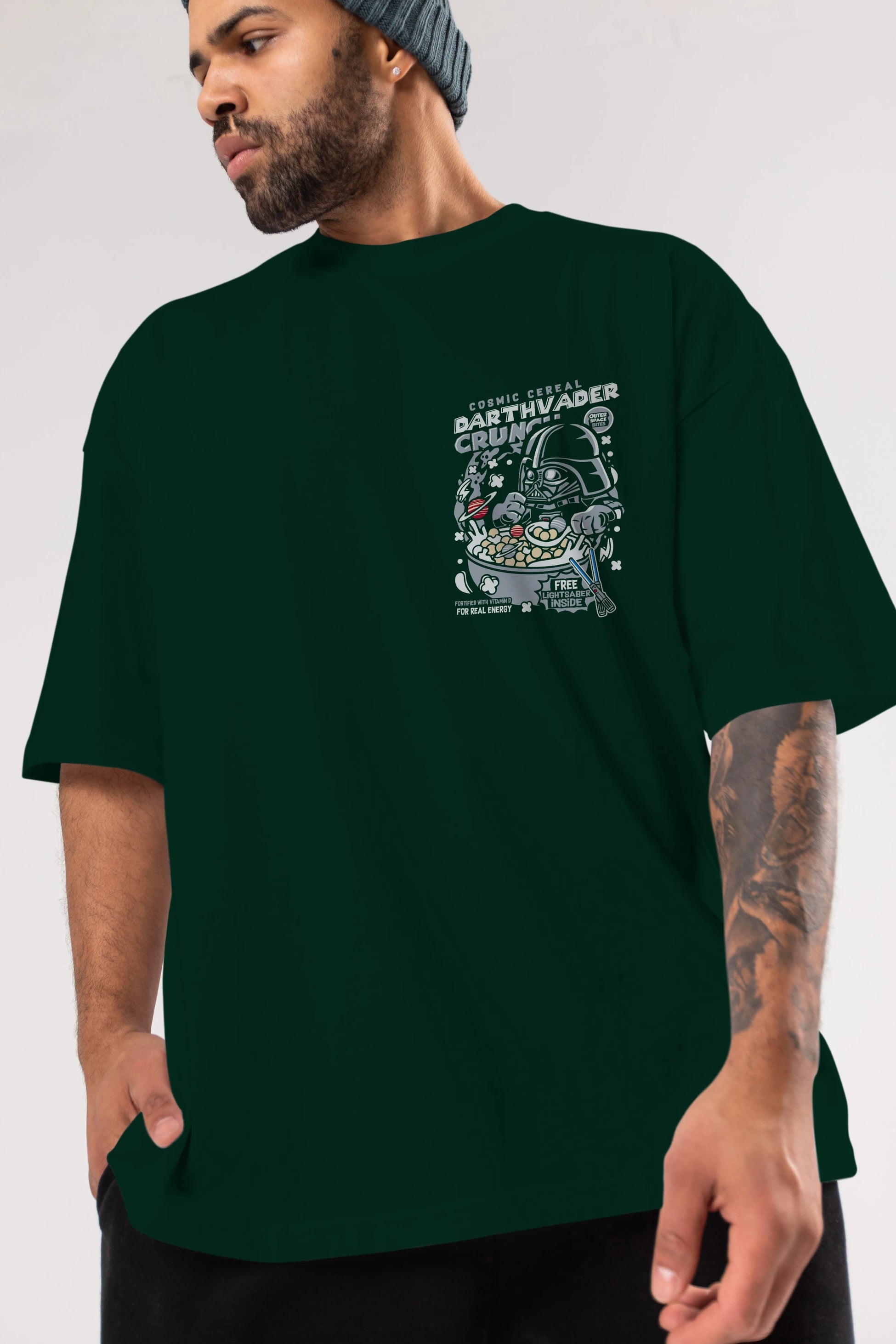 Darth Vader (2) Ön Sol Baskılı Oversize t-shirt Erkek Kadın Unisex %100 Pamuk Bisiklet Yaka tişort
