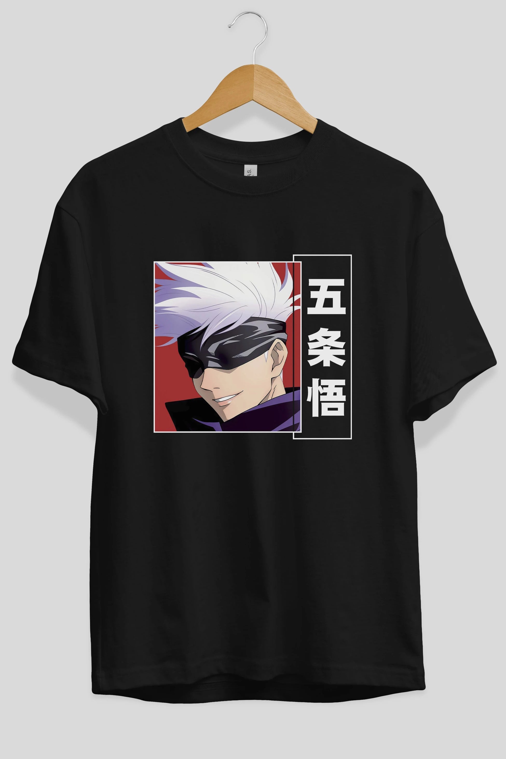 SATORU GOJO Anime Ön Baskılı Oversize t-shirt %100 pamuk Erkek Kadın Unisex