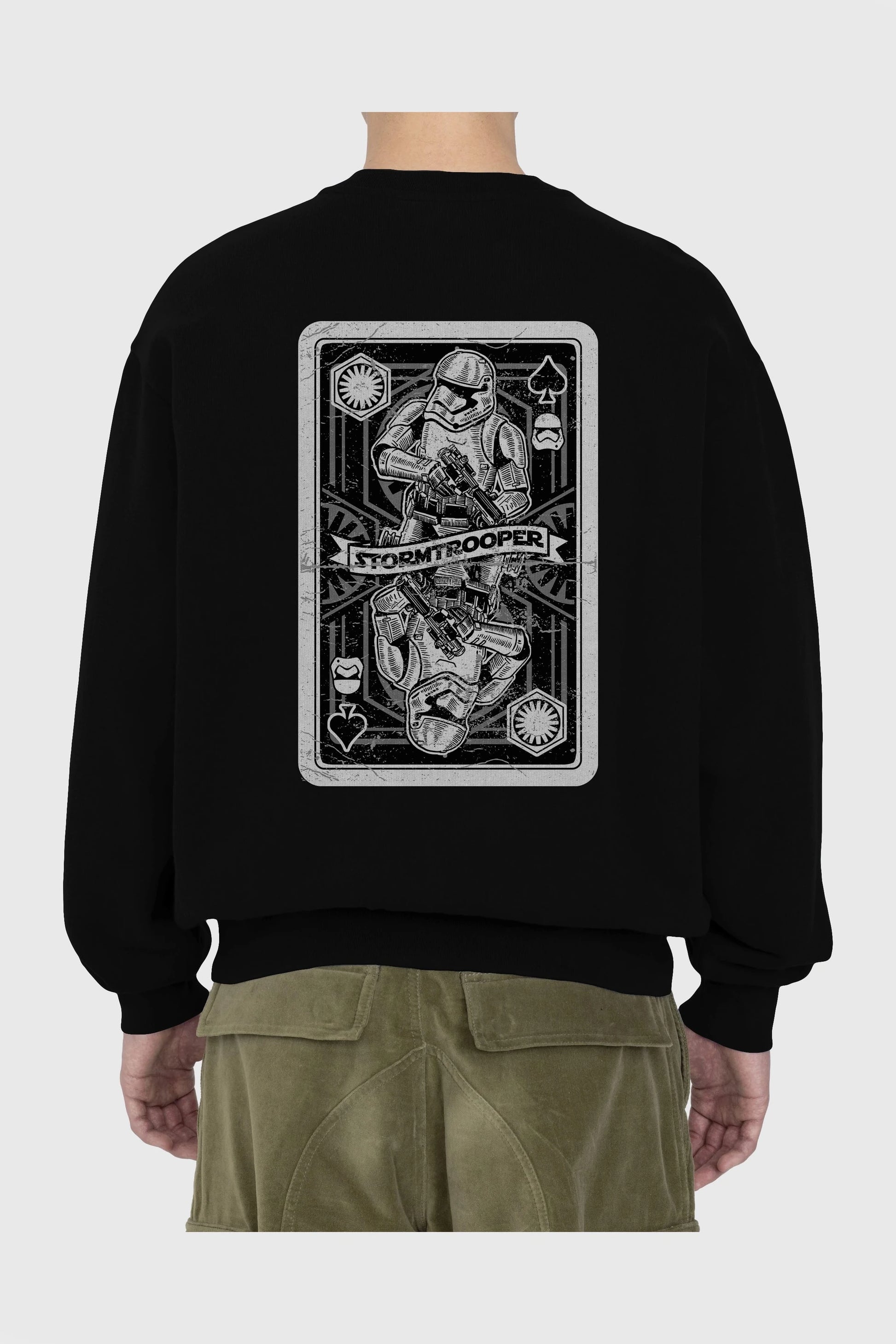 Stormtrooper Playing Card Arka Baskılı Oversize Sweatshirt Erkek Kadın Unisex