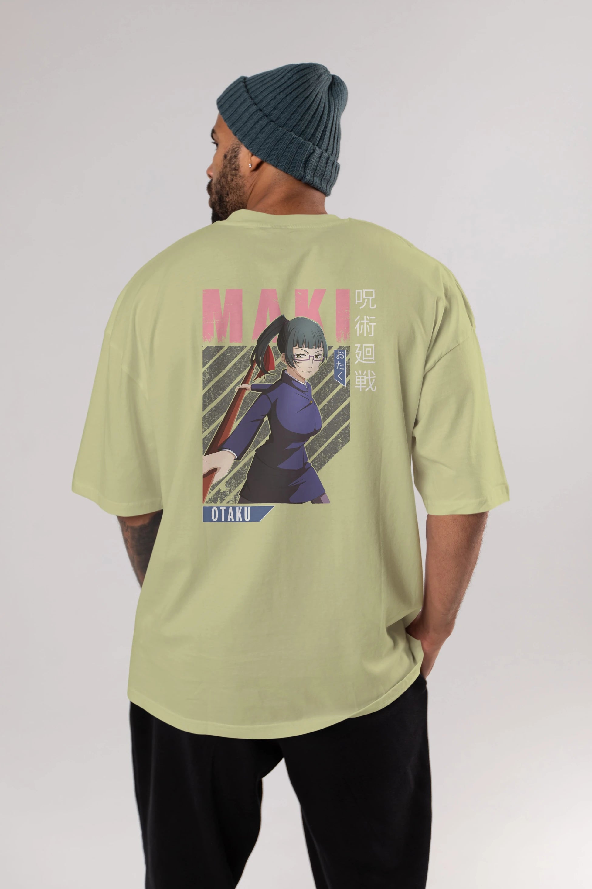 Maki Zenin CHAINSAWMAN Anime Arka Baskılı Oversize t-shirt Erkek Kadın Unisex