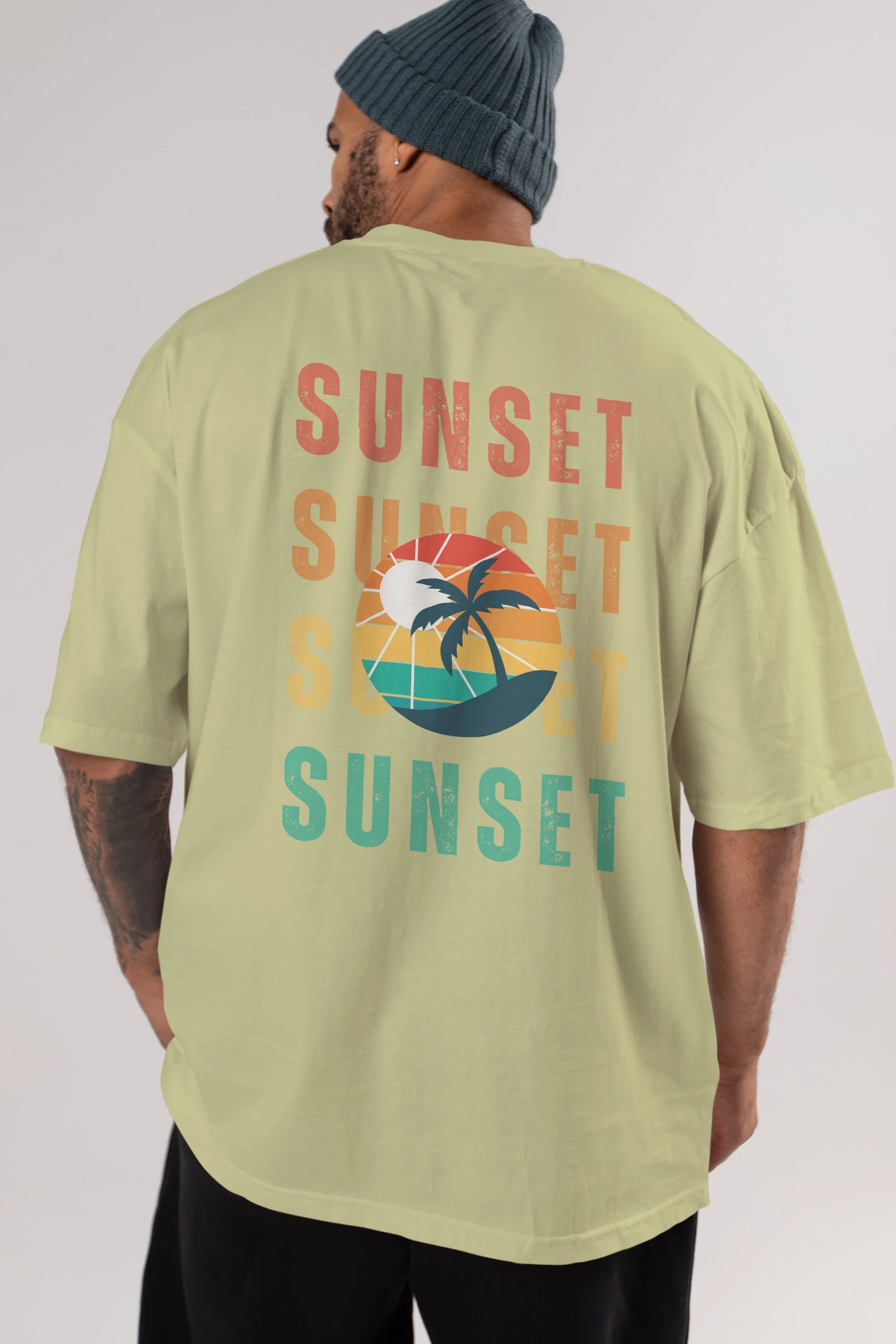 Sunset Yazılı Arka Baskılı Oversize t-shirt Erkek Kadın Unisex