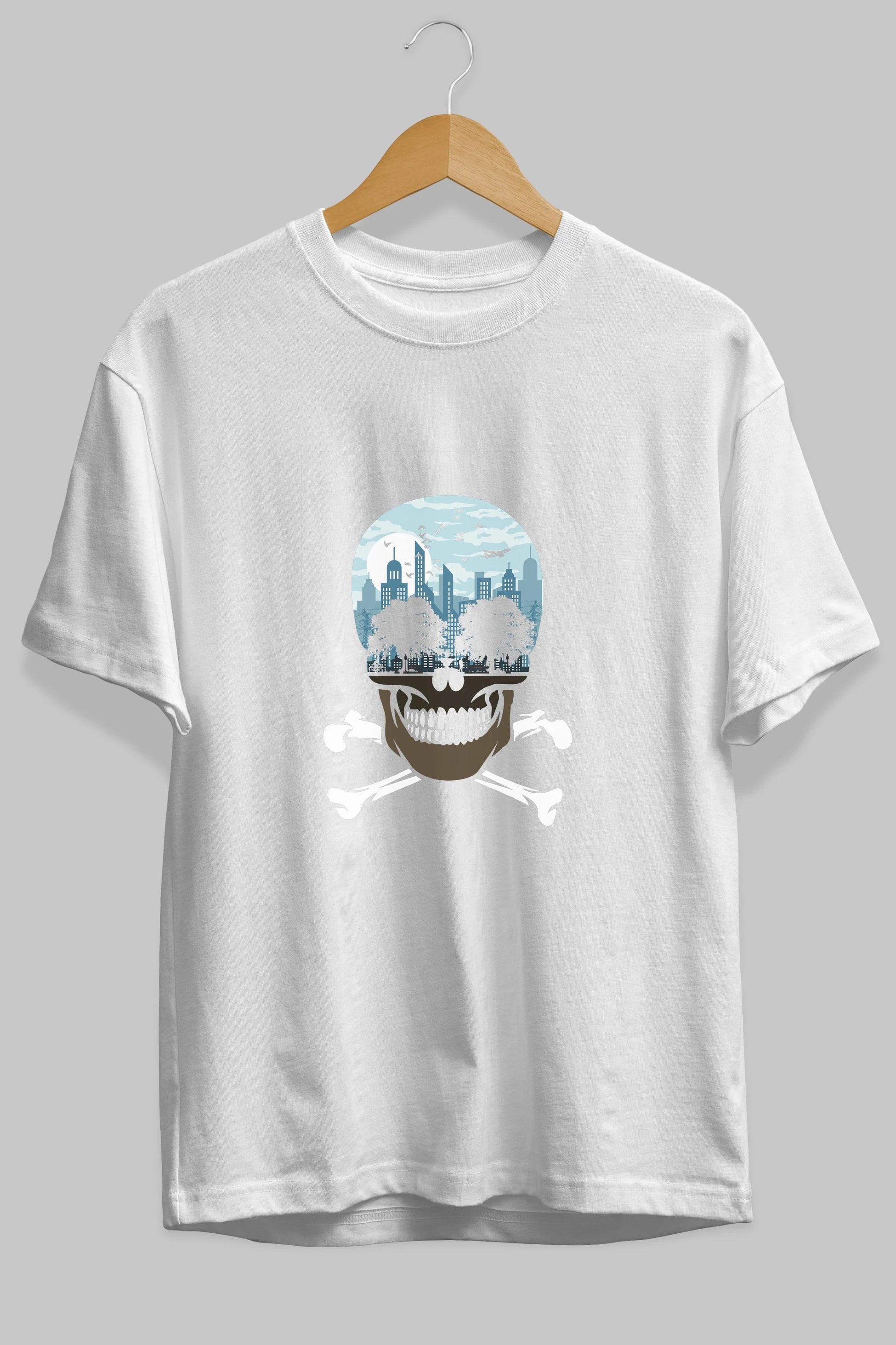 Death City Ön Baskılı Oversize t-shirt %100 pamuk Erkek Kadın Unisex