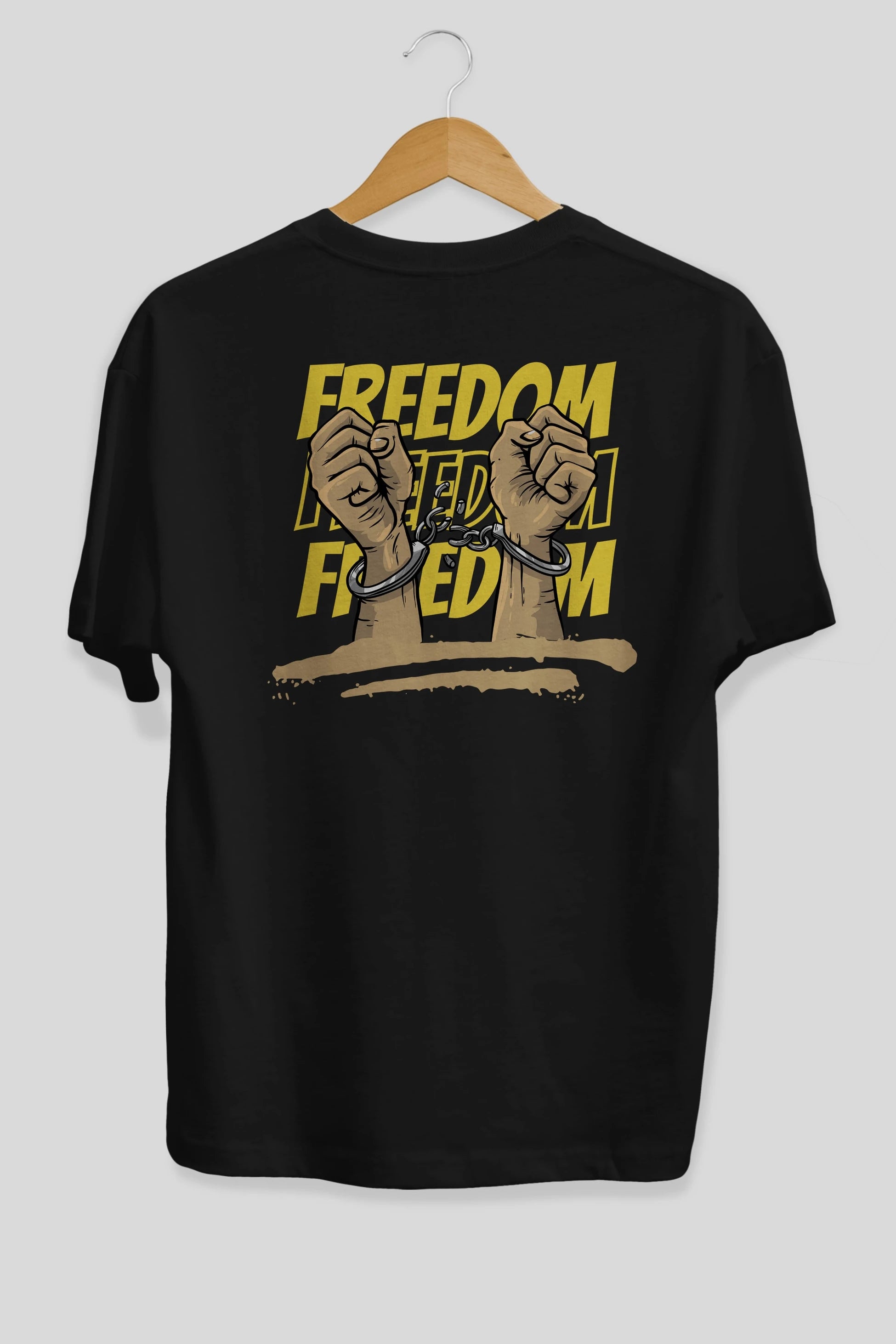 Freedom Yazılı Arka Baskılı Oversize t-shirt Erkek Kadın Unisex