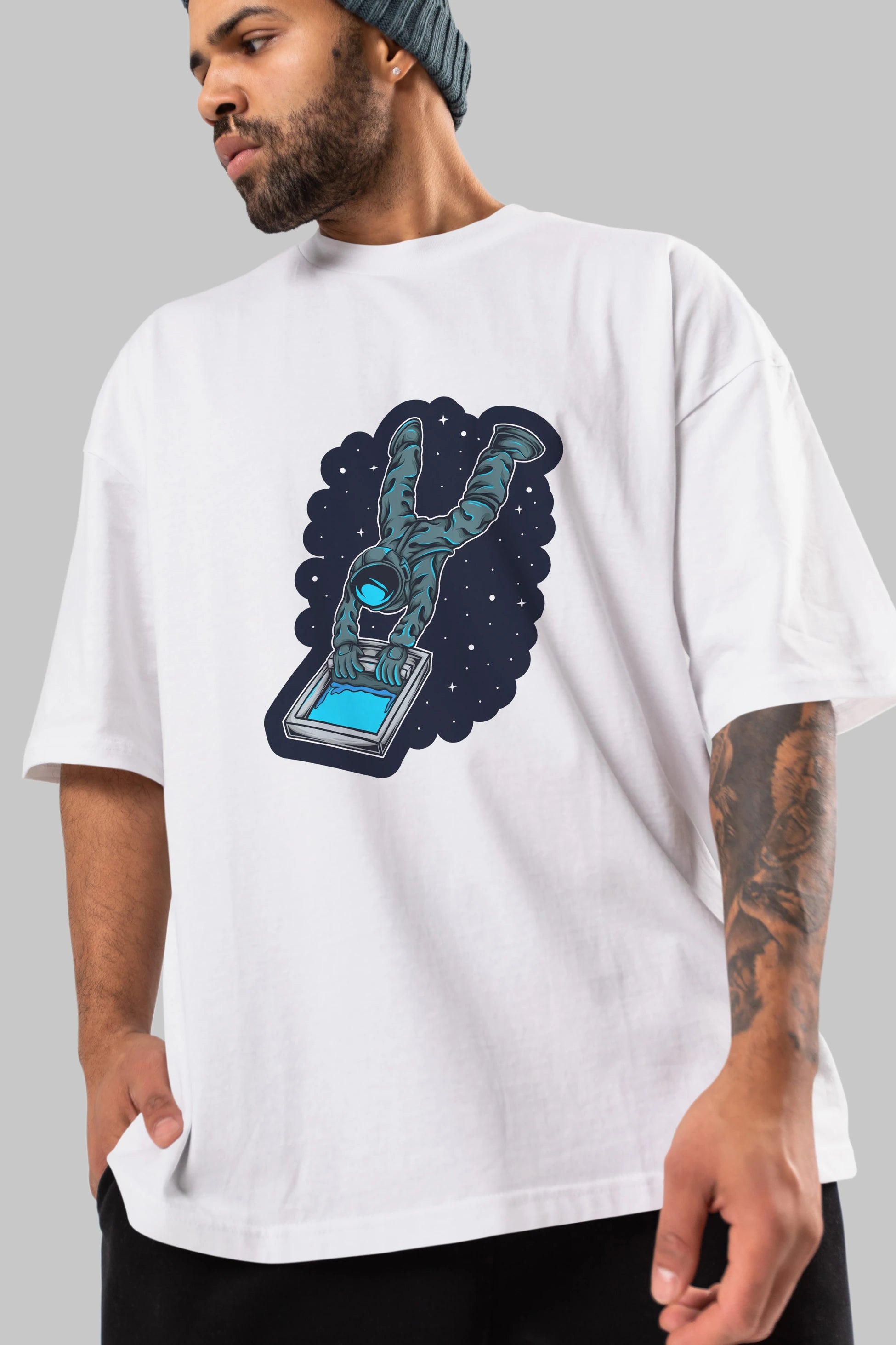 Astroscreen Sticker Ön Baskılı Oversize t-shirt Erkek Kadın Unisex