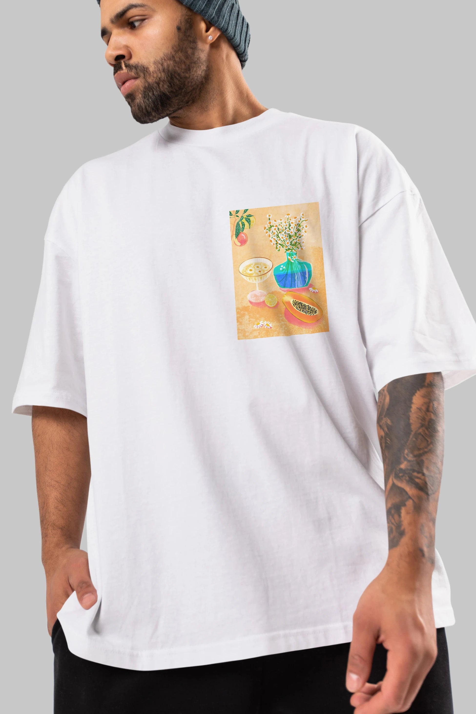 Cheers 2 Ön Sol Baskılı Oversize t-shirt Erkek Kadın Unisex %100 Pamuk Bisiklet Yaka tişort