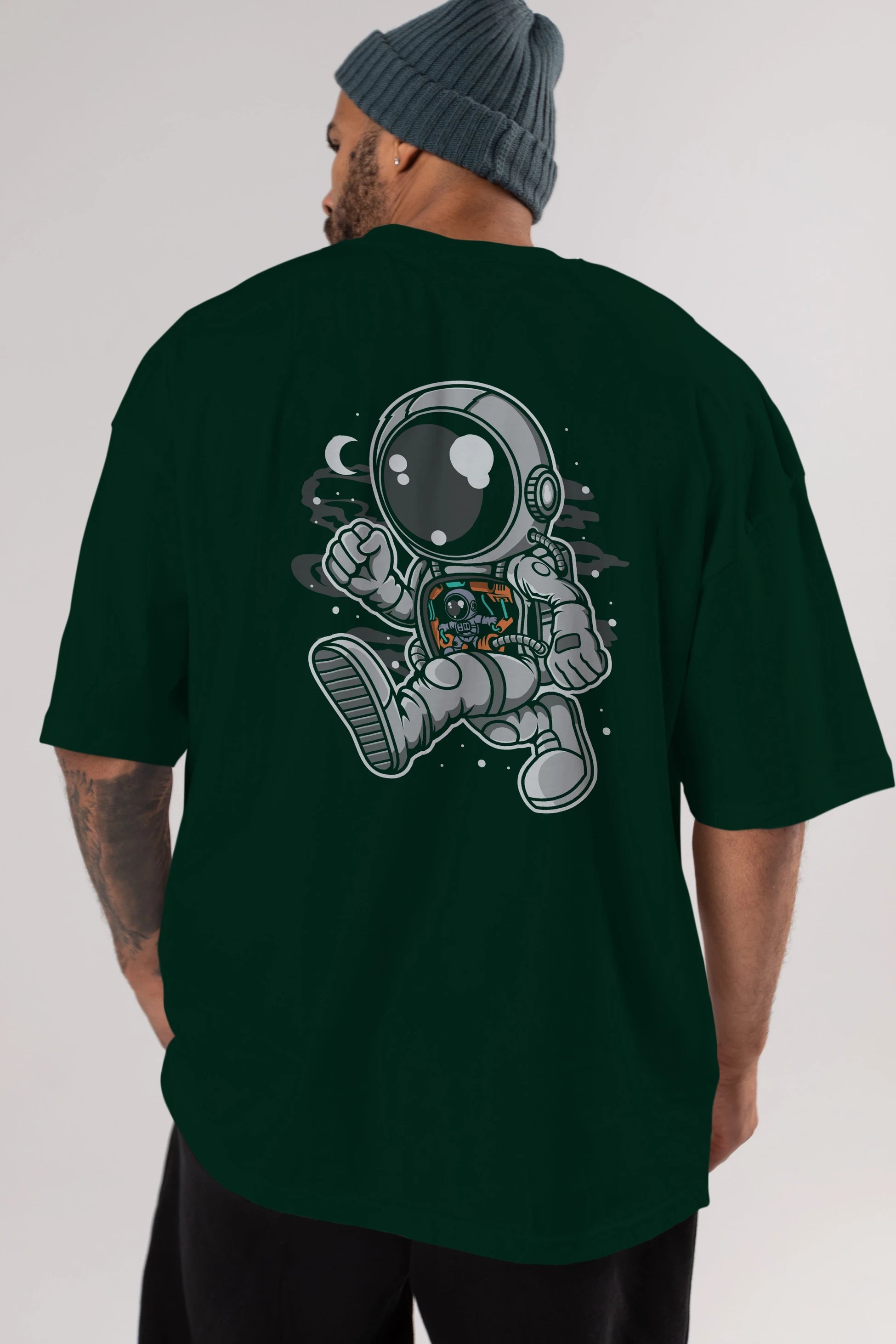Astronaut Robotic Machine Arka Baskılı Oversize t-shirt Erkek Kadın Unisex
