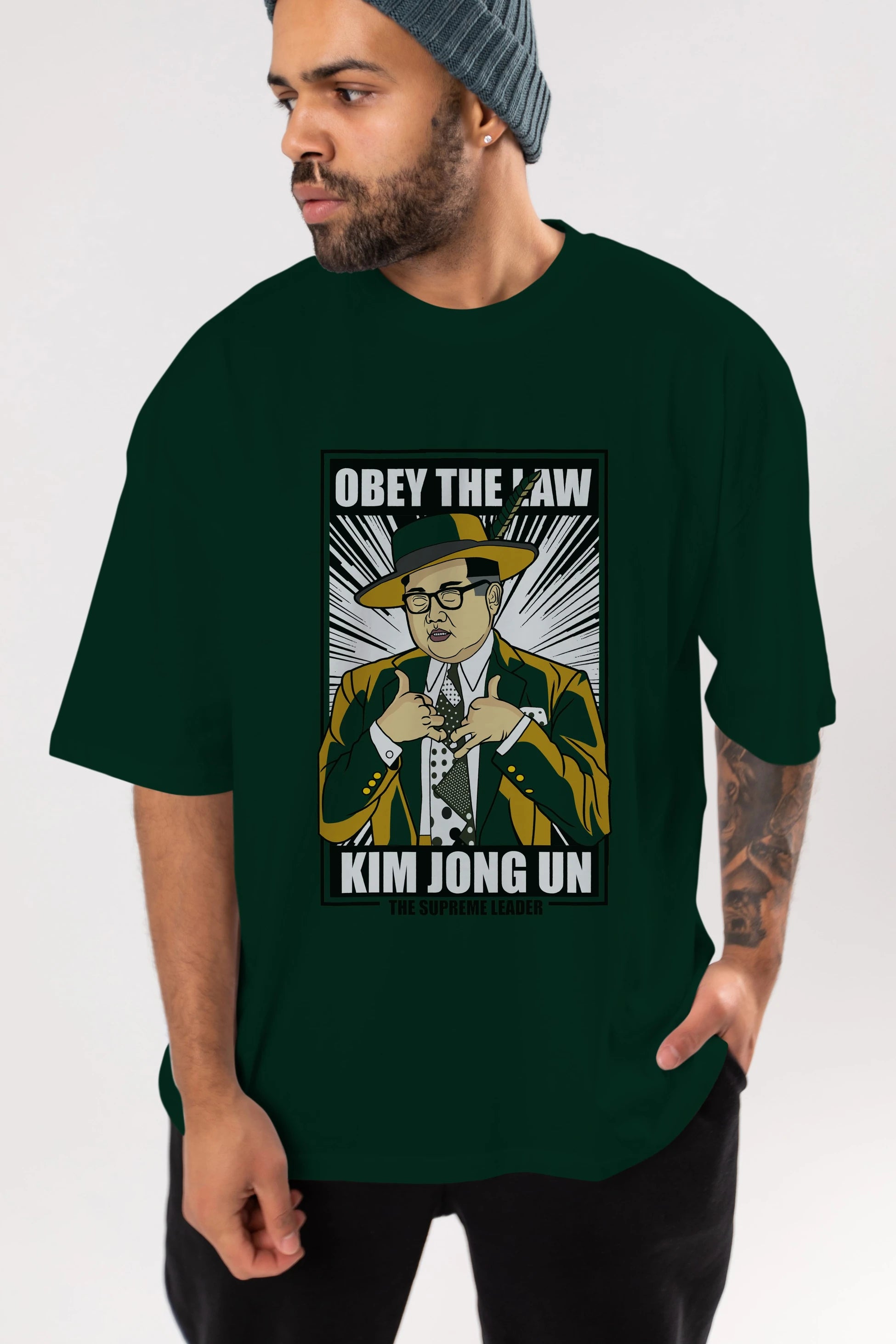 The Mask Jong Un Ön Baskılı Oversize t-shirt Erkek Kadın Unisex %100 Pamuk tişort