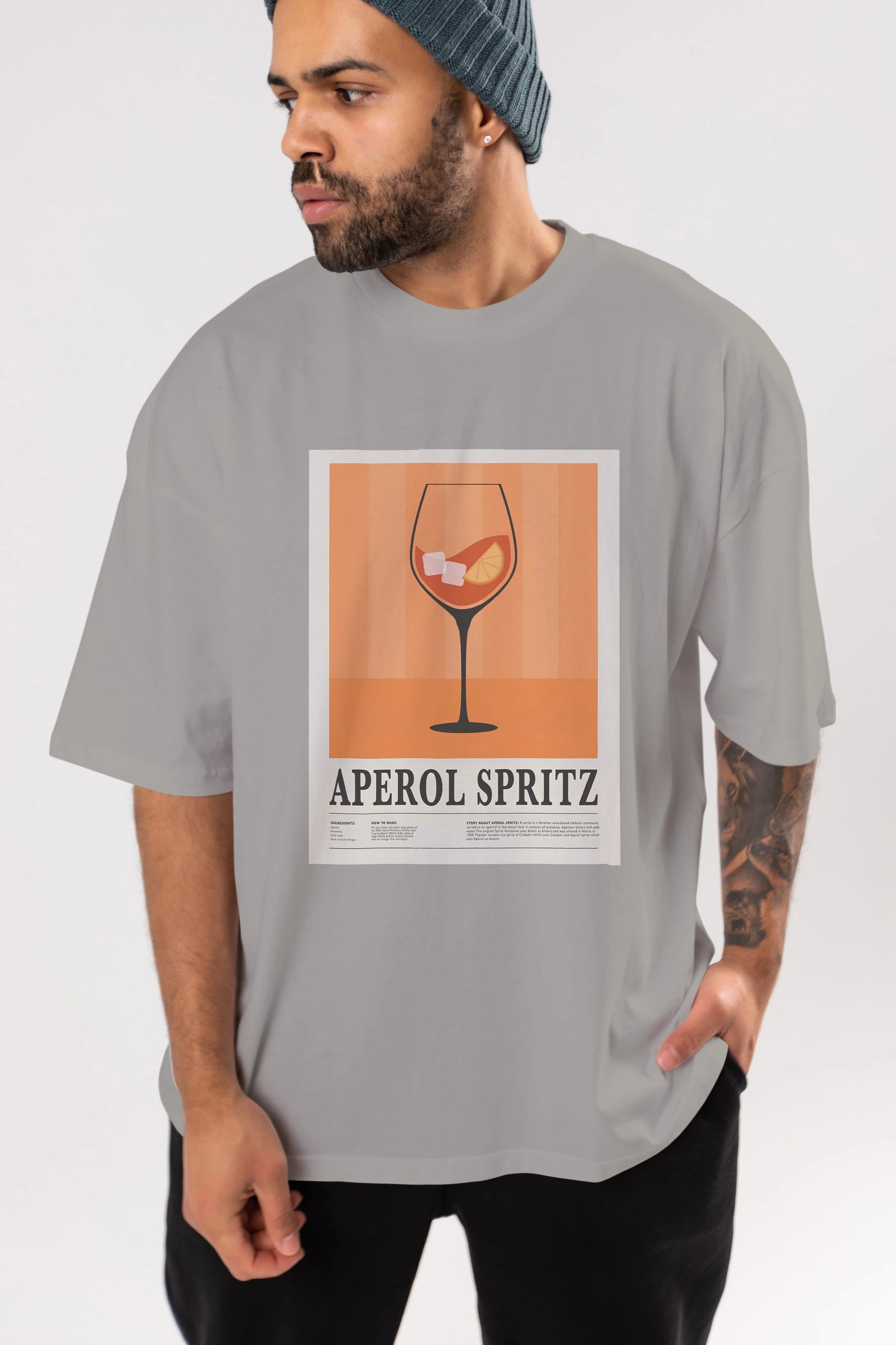 Aperol Spritz 8 Ön Baskılı Oversize t-shirt Erkek Kadın Unisex %100 Pamuk Bisiklet Yaka tişort