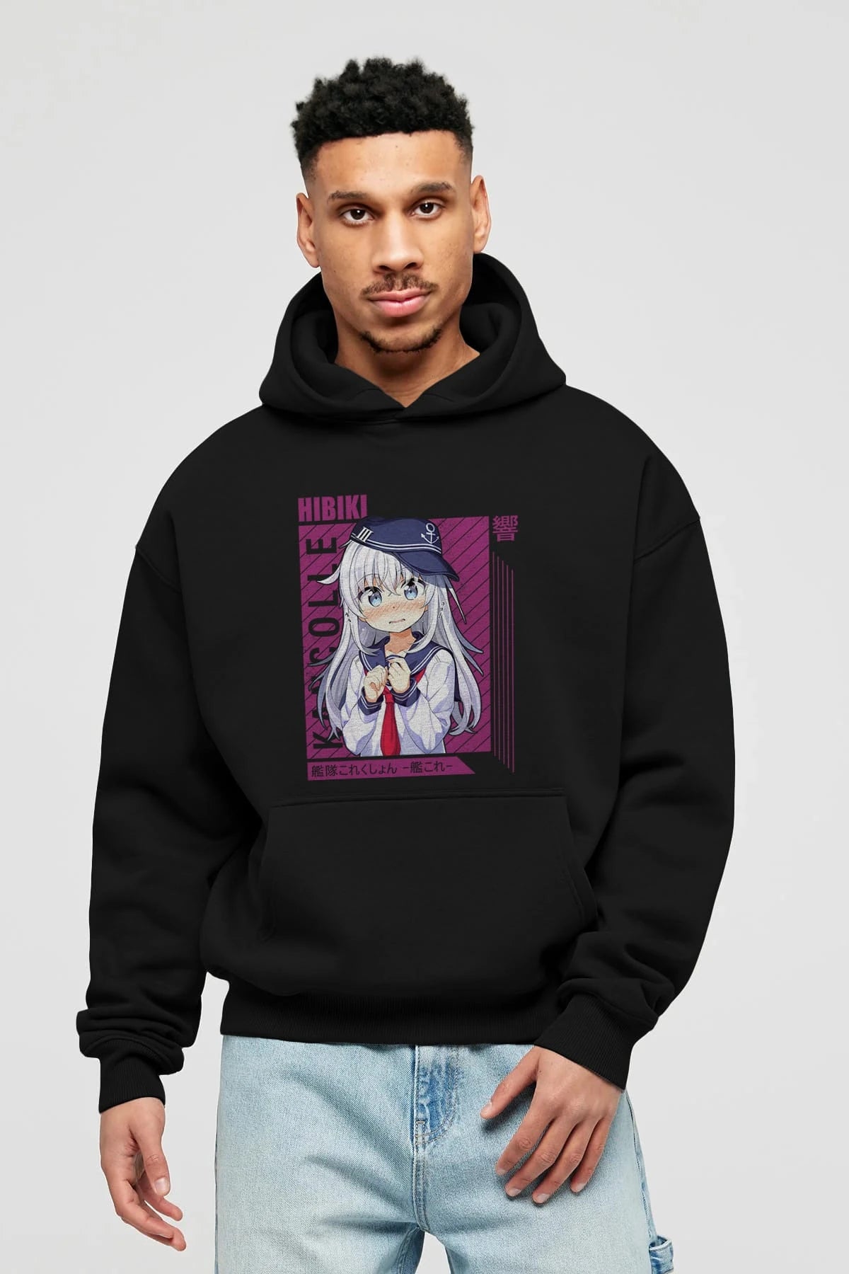 Hibiki 4 Anime Ön Baskılı Hoodie Oversize Kapüşonlu Sweatshirt Erkek Kadın Unisex