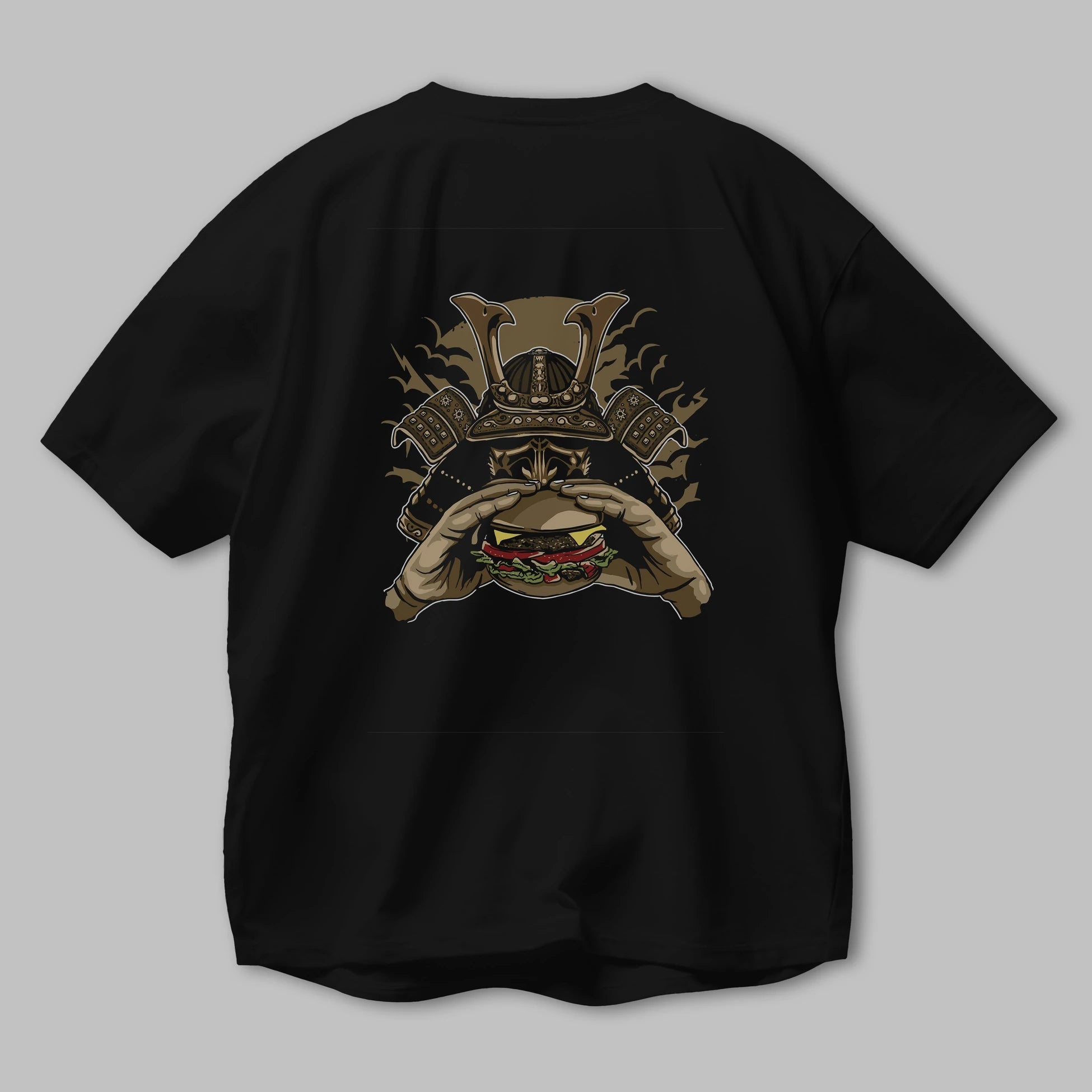 Samurai Burger Arka Baskılı Oversize t-shirt Erkek Kadın Unisex %100 Pamuk