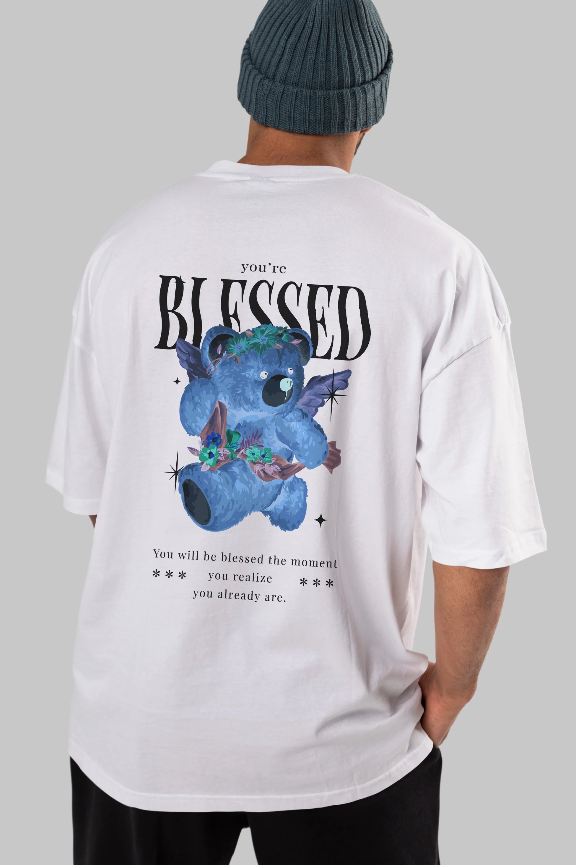 You are Blessed Bear Arka Baskılı Oversize t-shirt Erkek Kadın Unisex