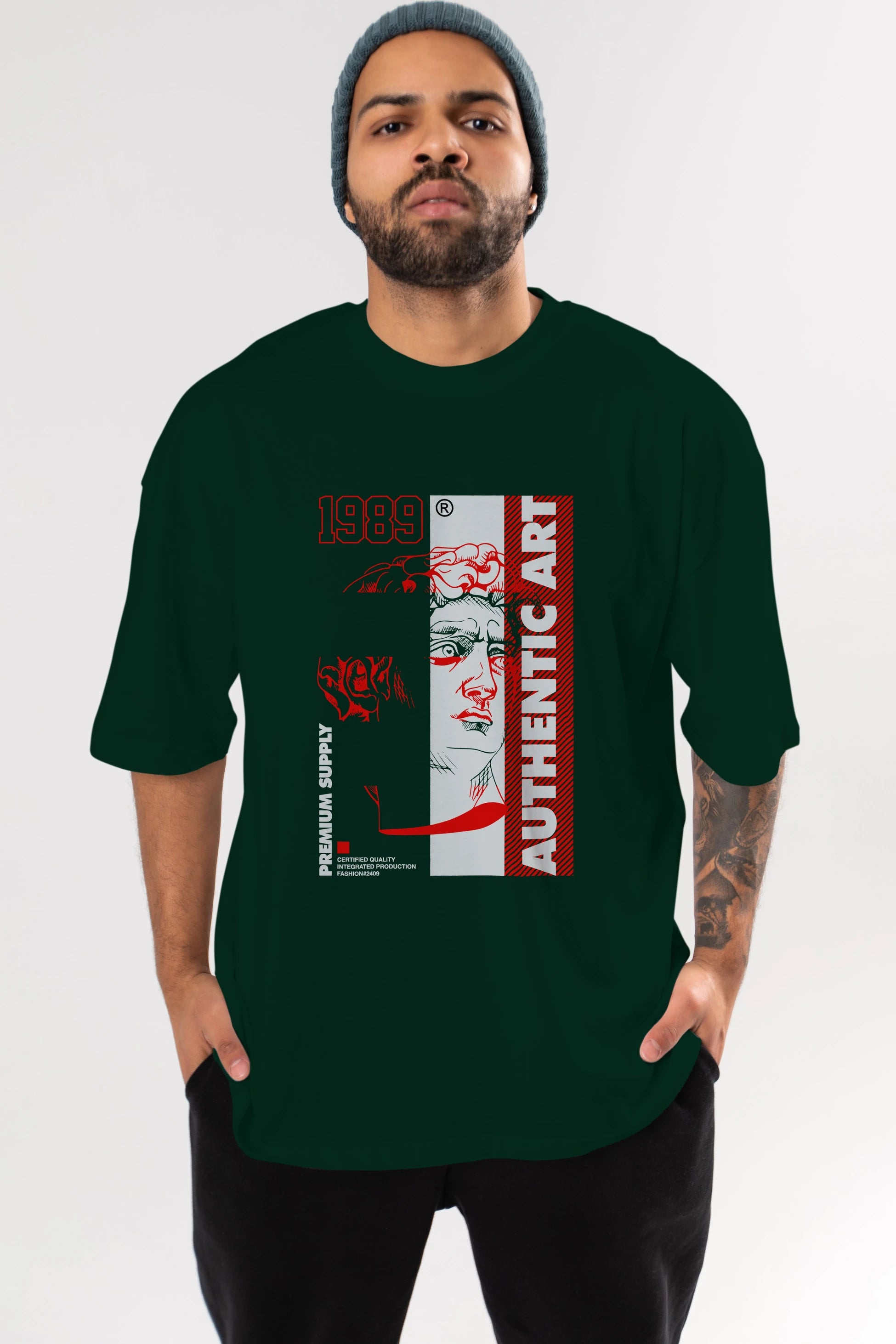 Authentic Art Ön Baskılı Oversize t-shirt Erkek Kadın Unisex