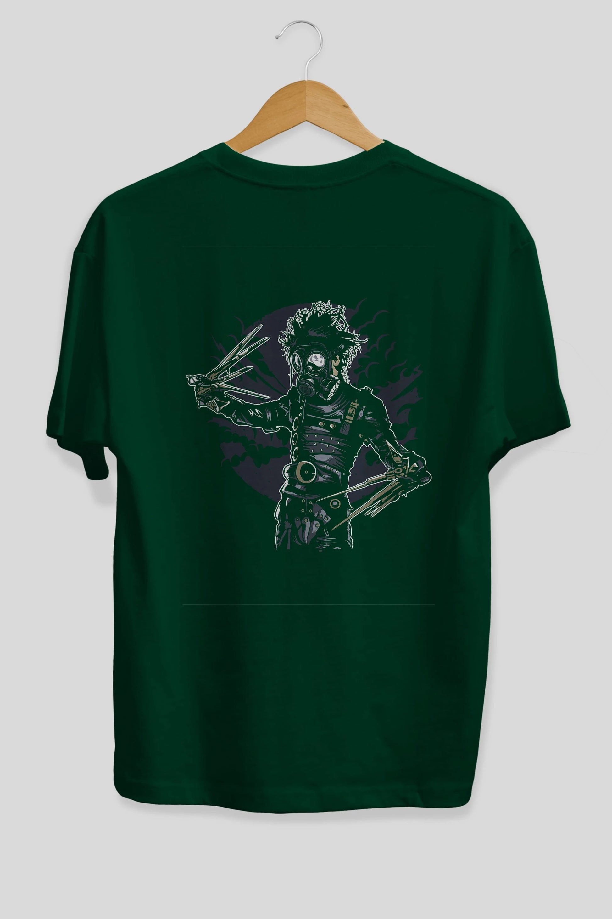 Gas Mask Scissors Arka Baskılı Oversize t-shirt Erkek Kadın Unisex %100 Pamuk