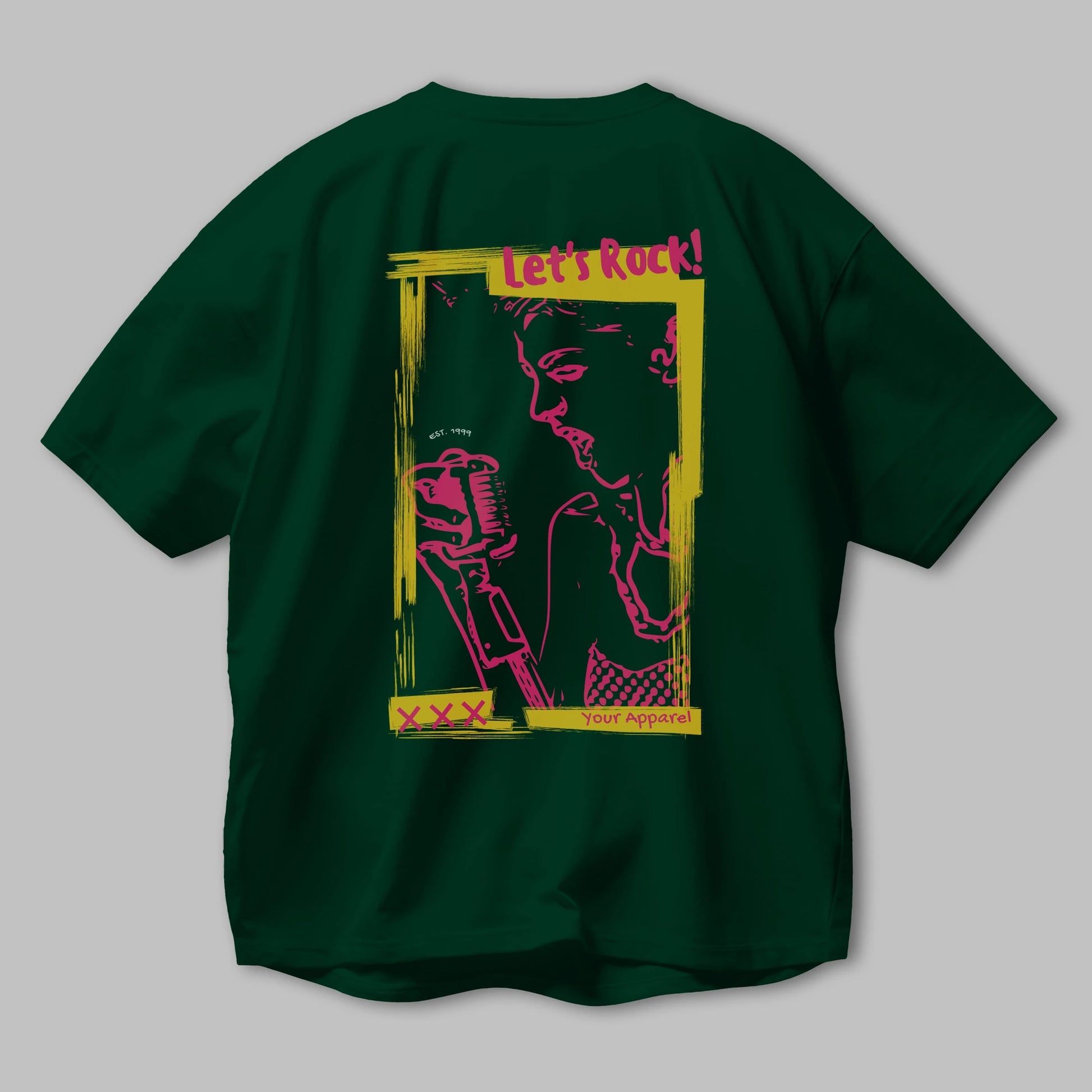 Let's Rock Yazılı Arka Baskılı Oversize t-shirt Erkek Kadın Unisex