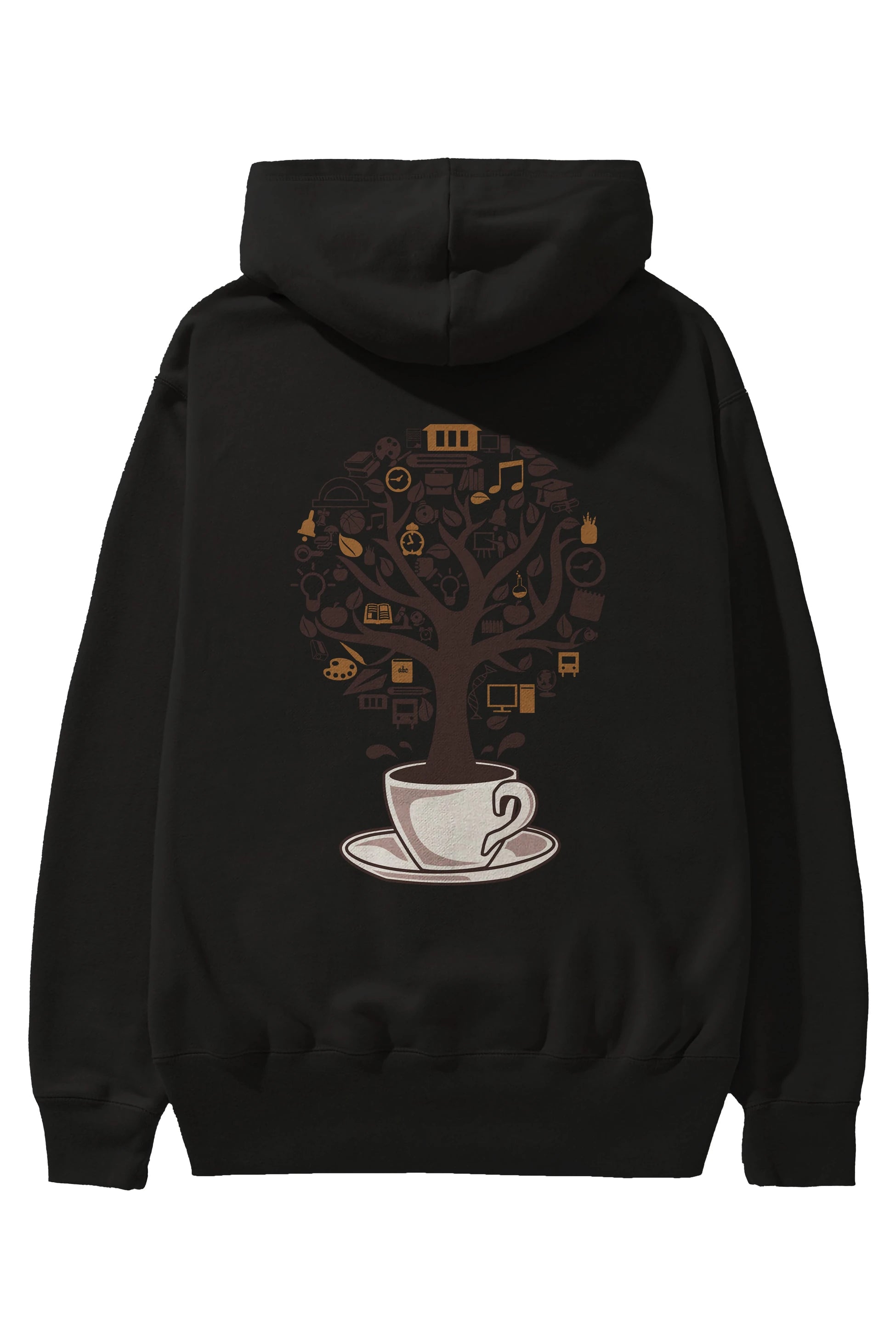 Coffee Tree Arka Baskılı Hoodie Oversize Kapüşonlu Sweatshirt Erkek Kadın Unisex