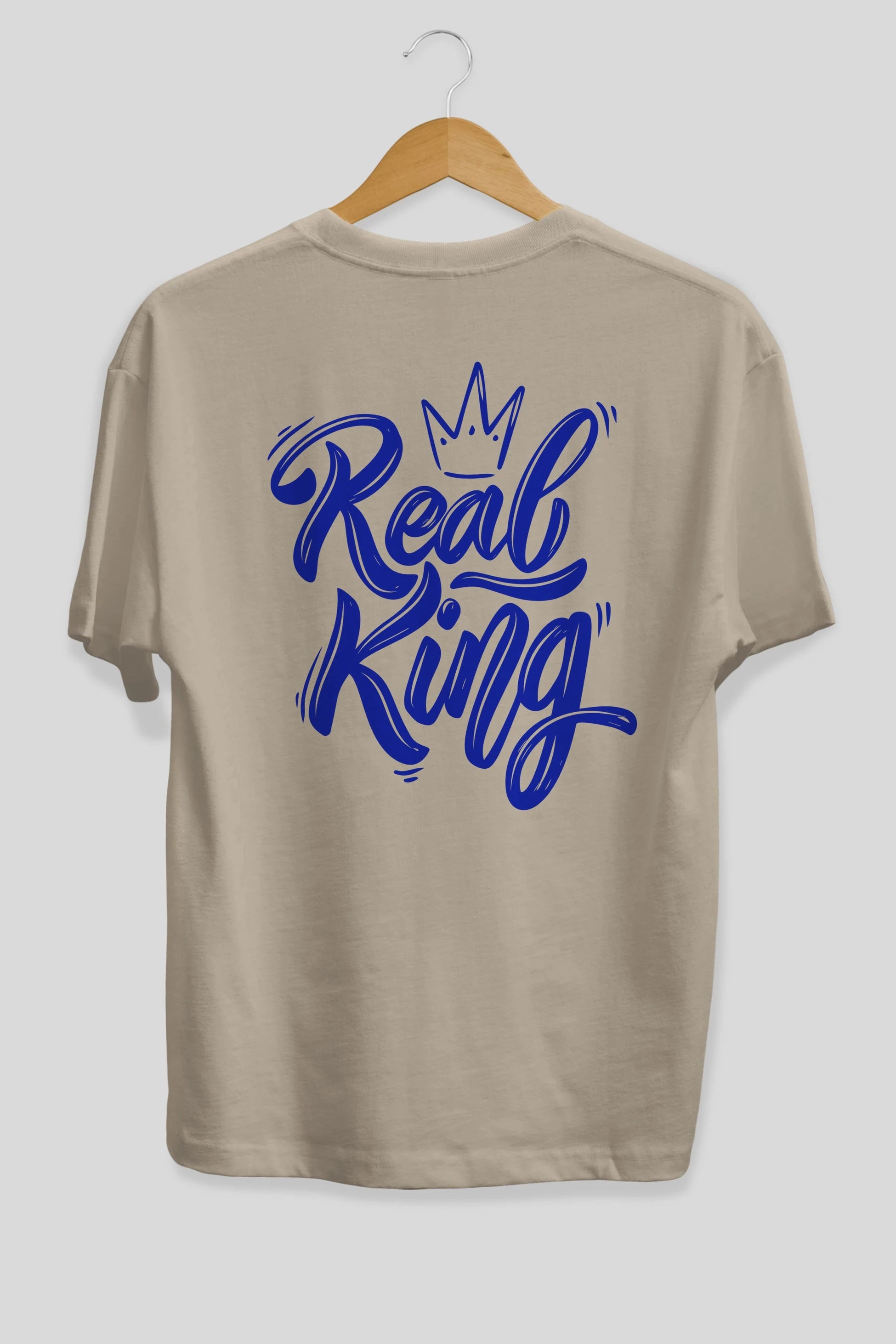 Real King Yazılı Arka Baskılı Oversize t-shirt Erkek Kadın Unisex