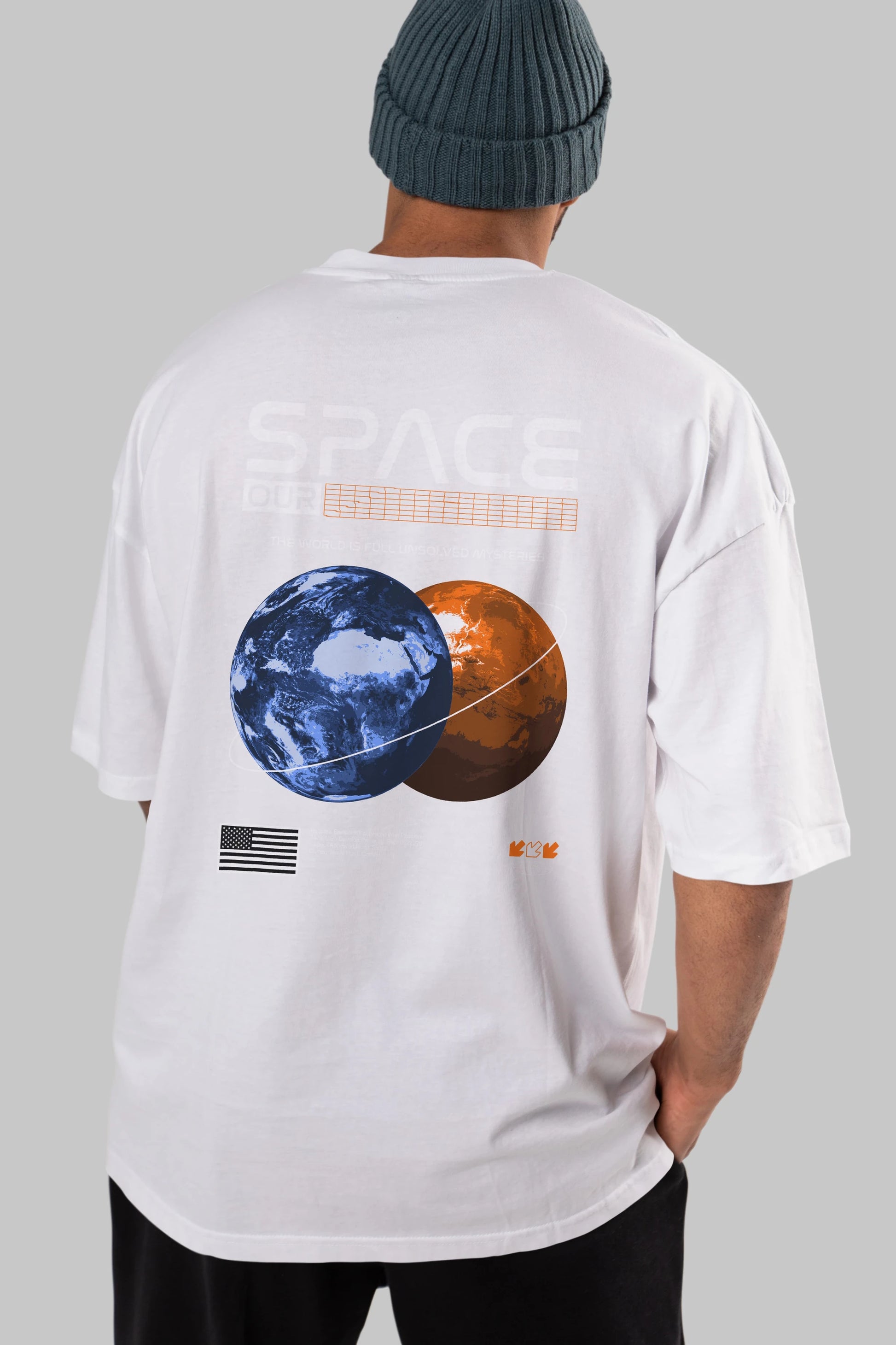 Space Our Arka Baskılı Oversize t-shirt Erkek Kadın Unisex