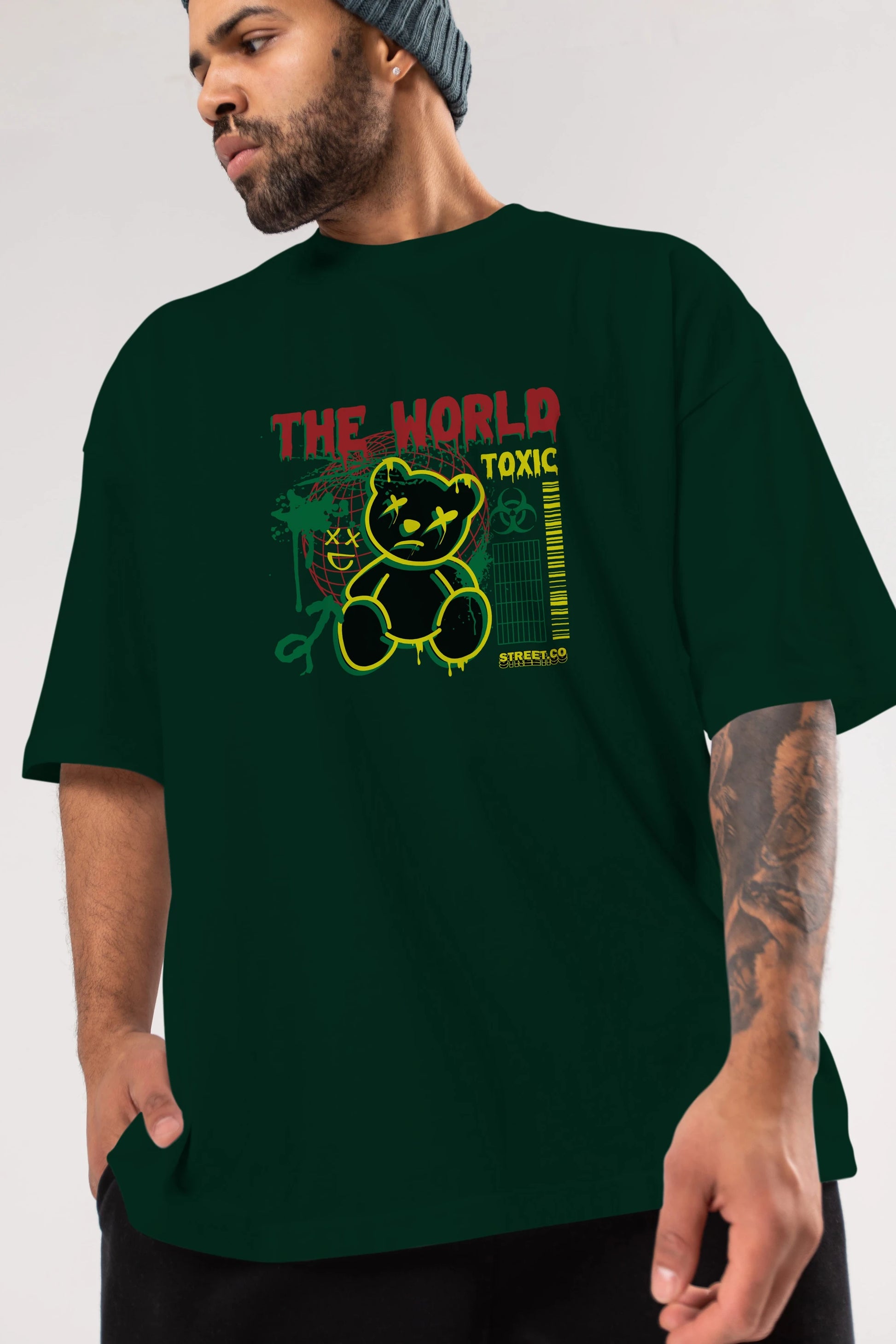 The World Toxic Bear Ön Baskılı Oversize t-shirt Erkek Kadın Unisex