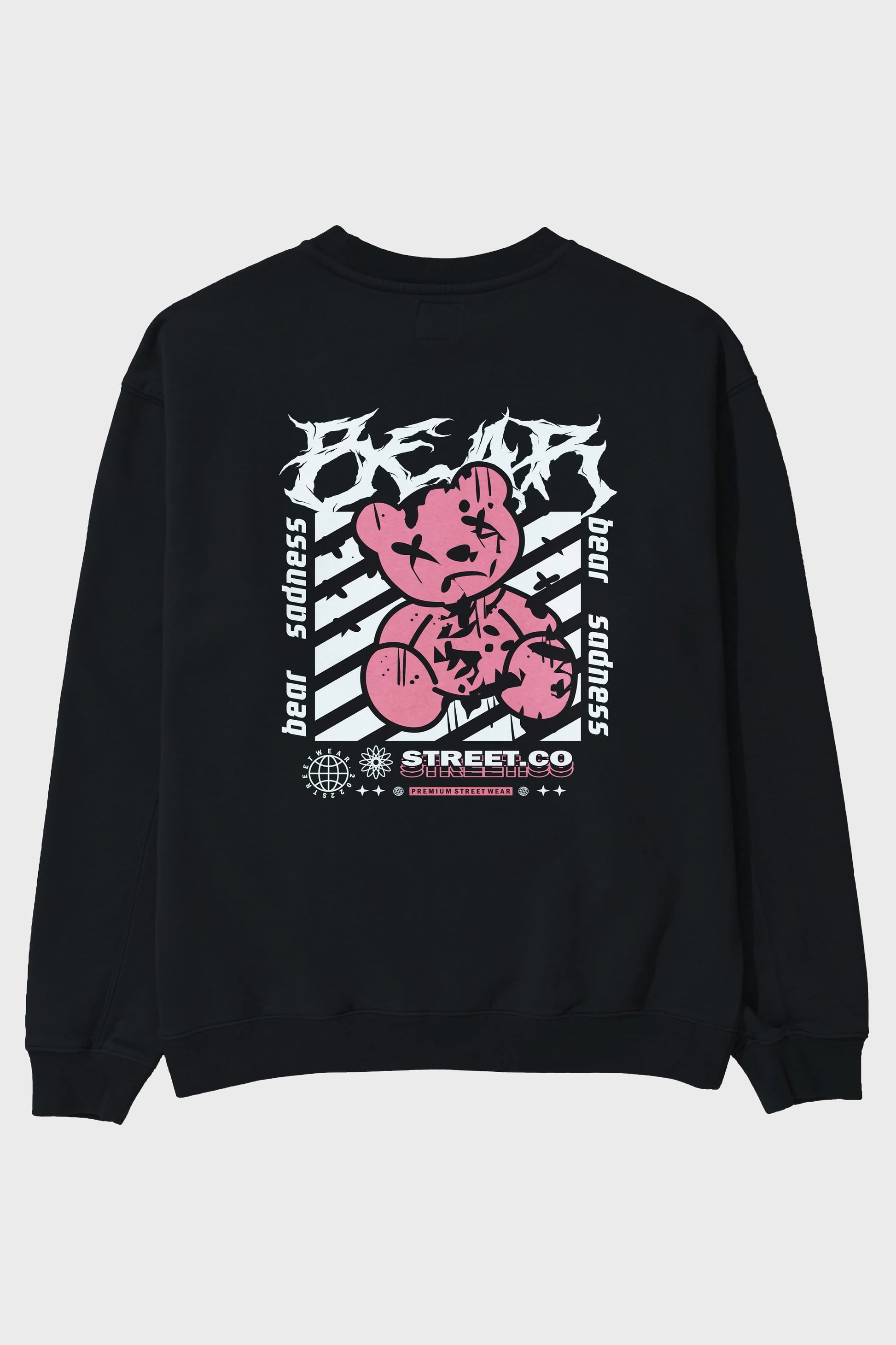 Bear Sadness Arka Baskılı Oversize Sweatshirt Erkek Kadın Unisex