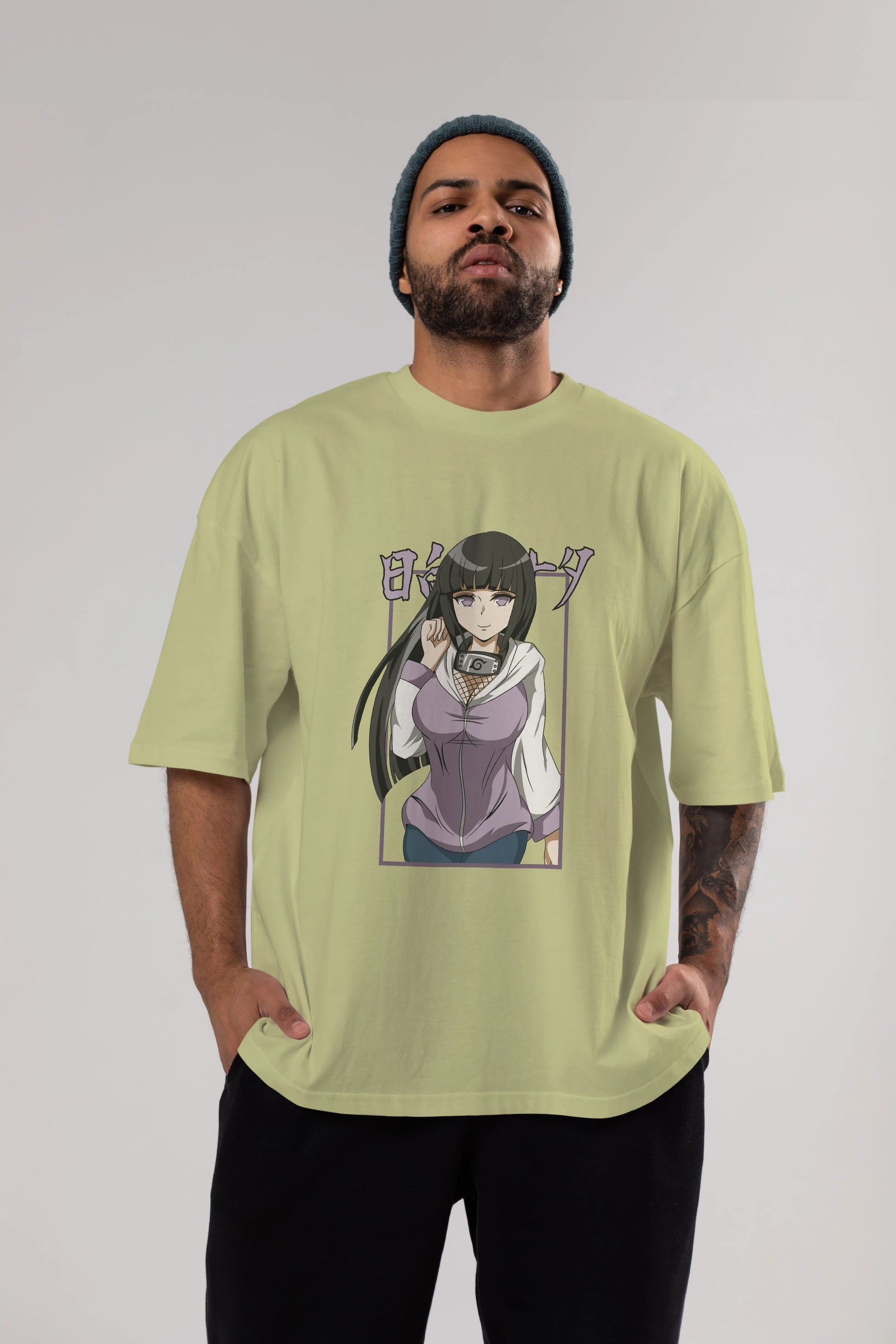 Hinata NARUTO Anime Ön Baskılı Oversize t-shirt %100 pamuk Erkek Kadın Unisex