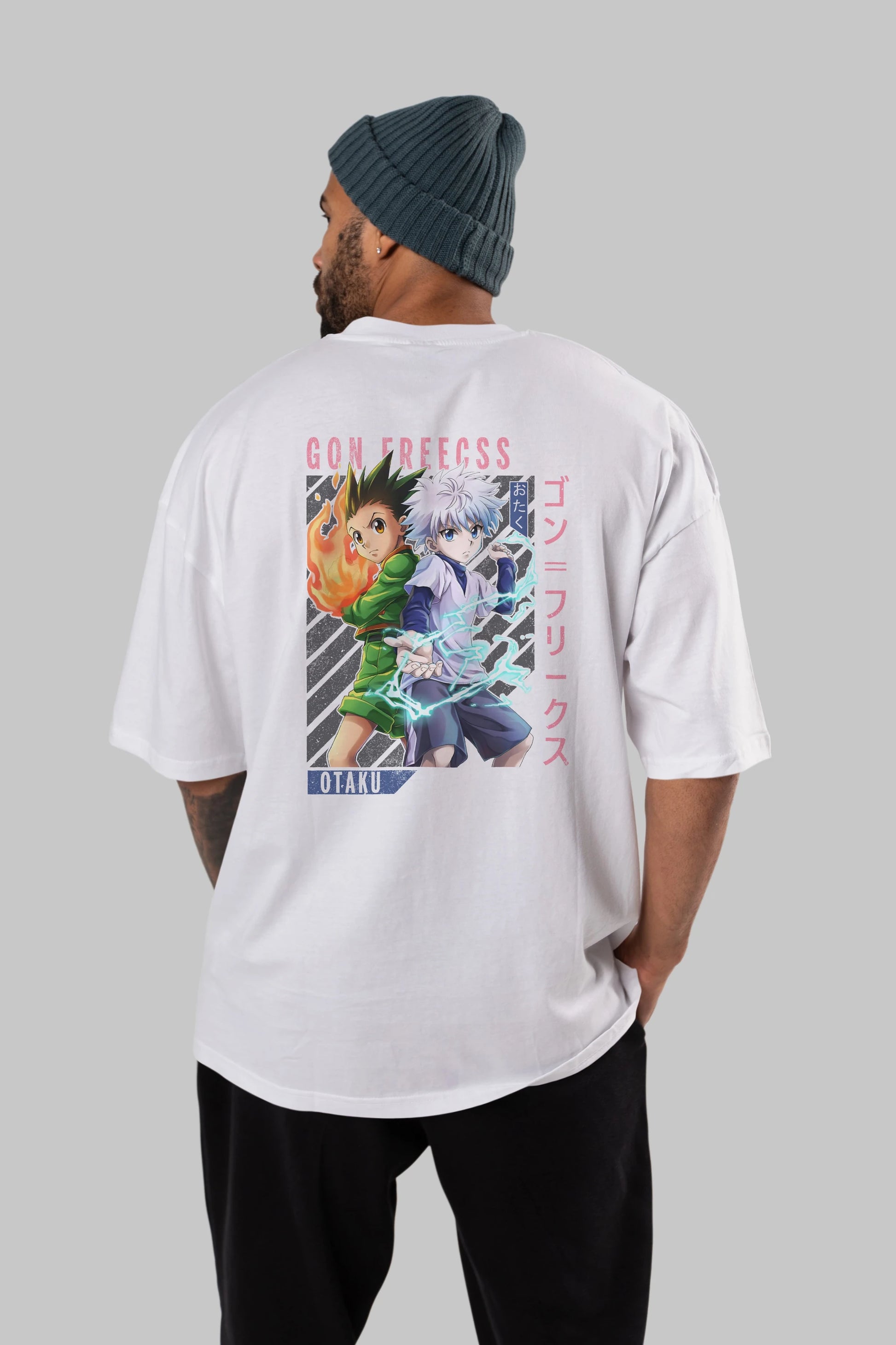 Gon Freecss HUNTER X HUNTER 1 Anime Arka Baskılı Oversize t-shirt Erkek Kadın Unisex
